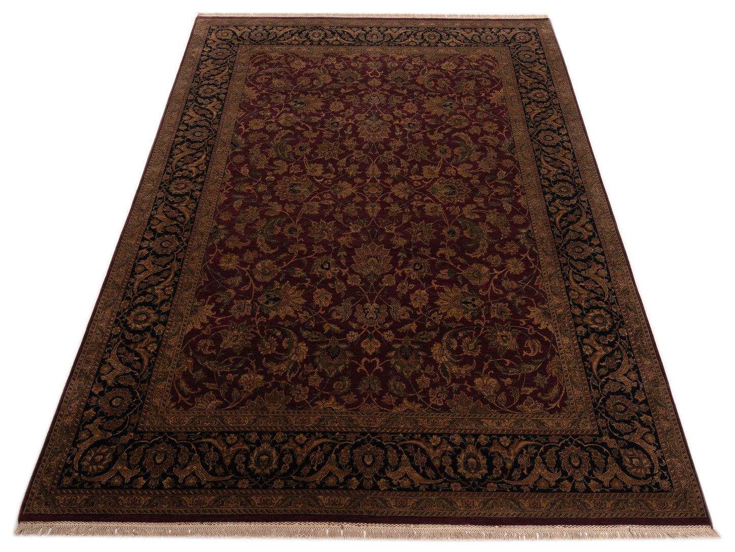 Crown 83893 Eggplant Black 9.2x12.5 Hand Knotted Rug