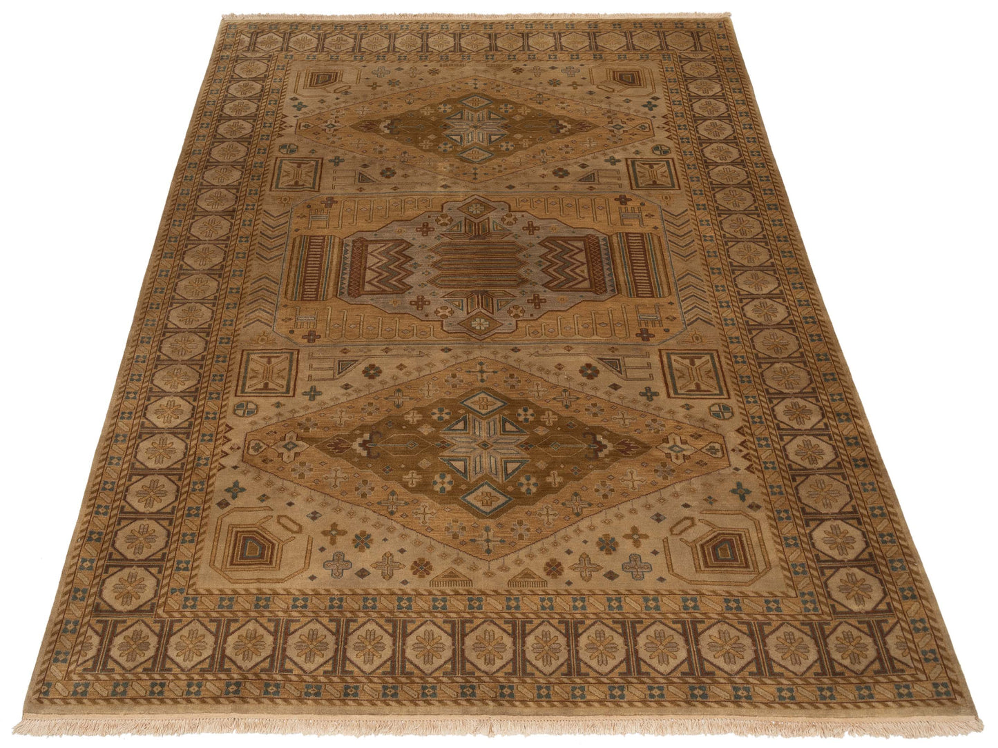 Lilac 83928 Gold Ivory 9x11.8 Hand Knotted Rug