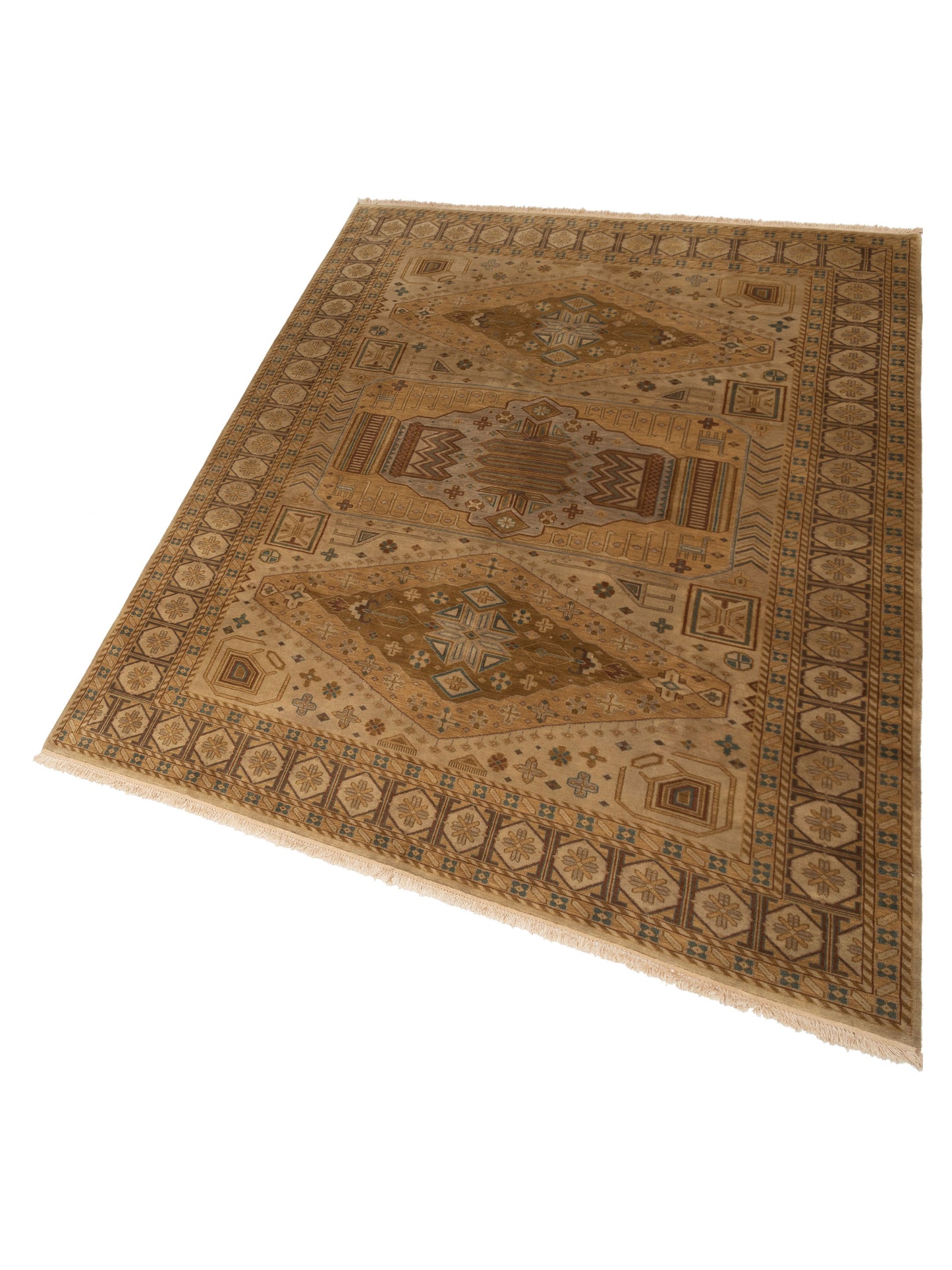 Lilac 83928 Gold Ivory 9x11.8 Hand Knotted Rug