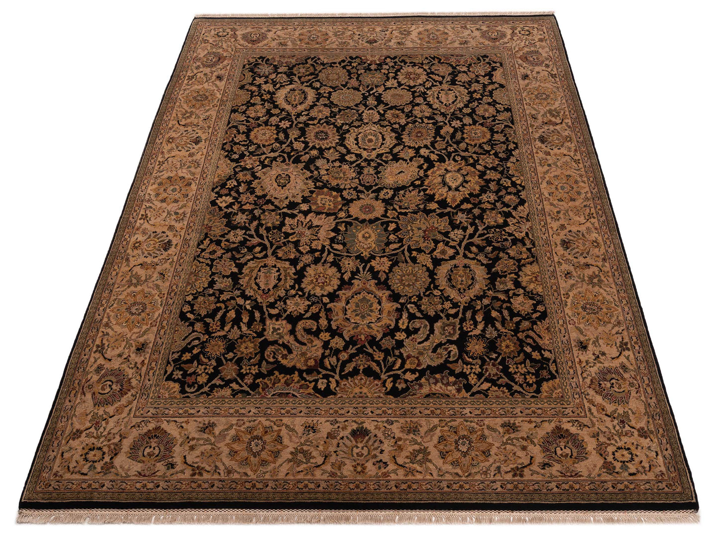 Crown 84223 Black Cream 9.2x12.3 Hand Knotted Rug