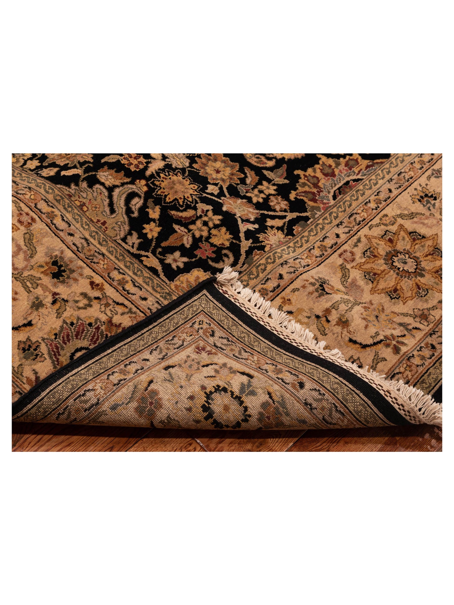 Crown 84223 Black Cream 9.2x12.3 Hand Knotted Rug