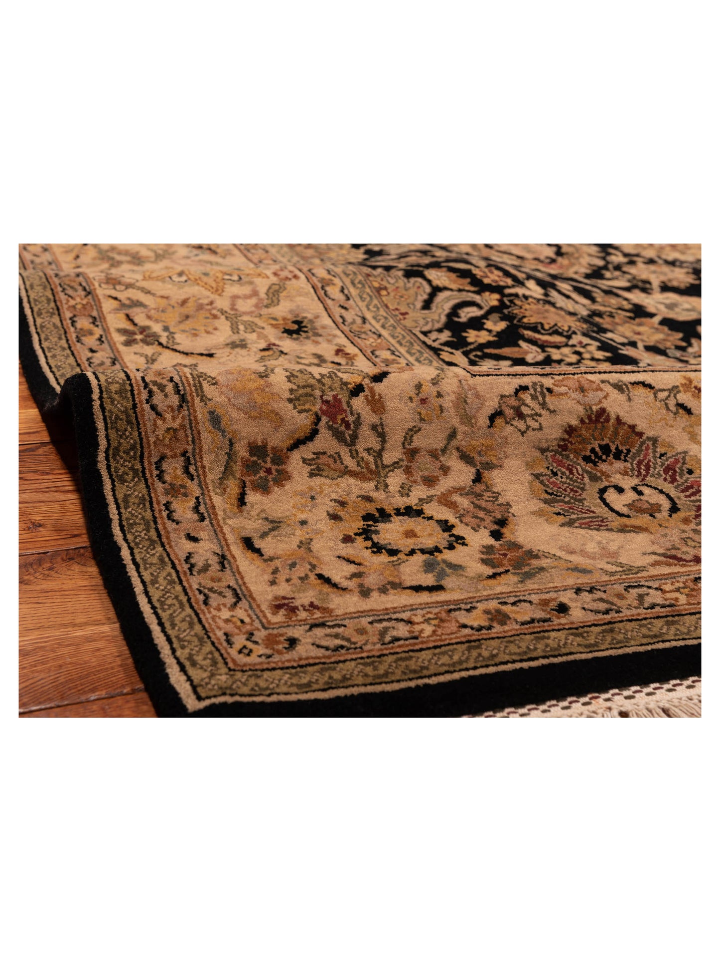 Crown 84223 Black Cream 9.2x12.3 Hand Knotted Rug
