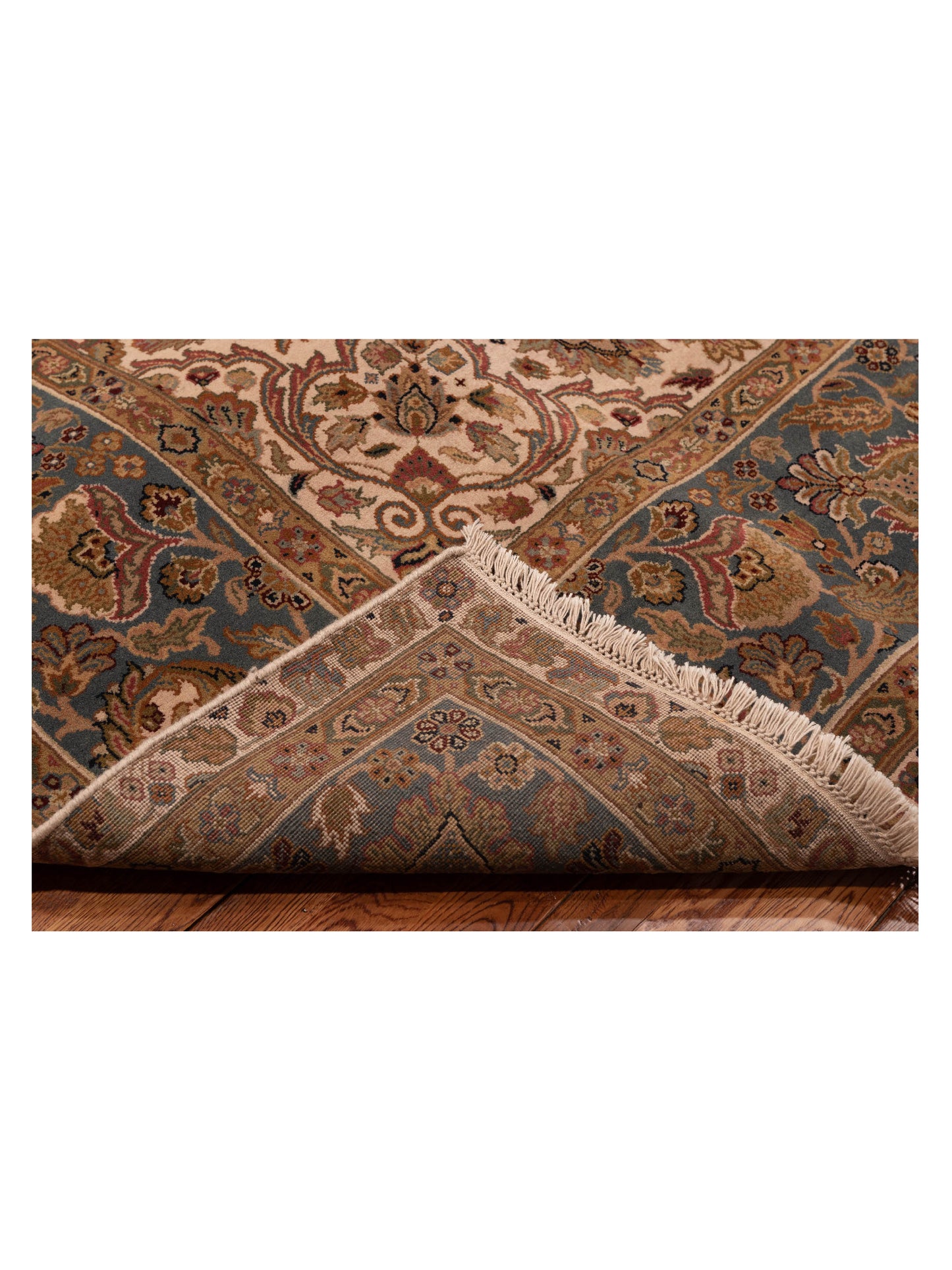 Crown 84571 Ivory Teal Blue 9.1x11.10 Hand Knotted Rug