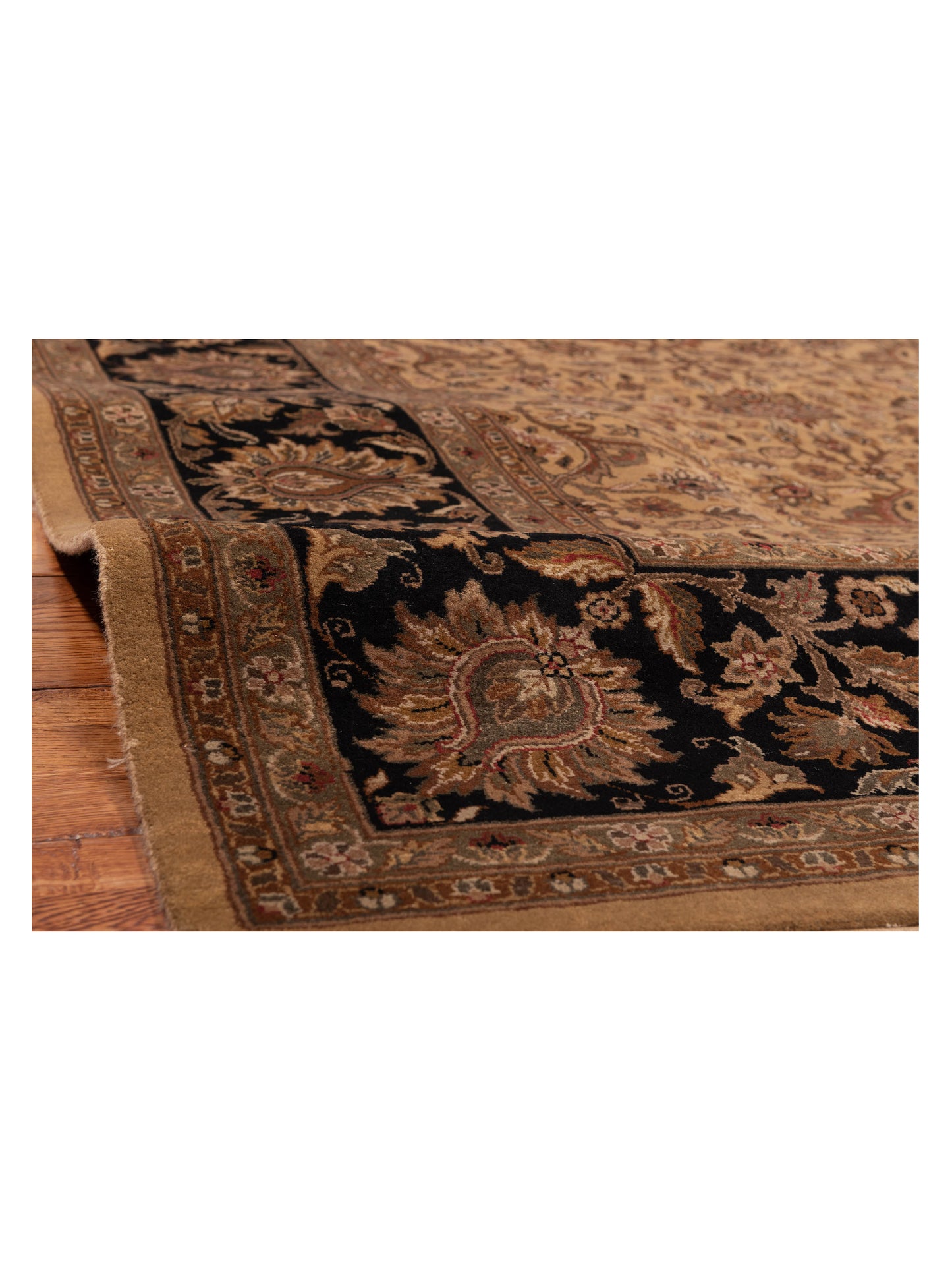 Crown 84576 Camel Black 9.2x11.1 Hand Knotted Rug