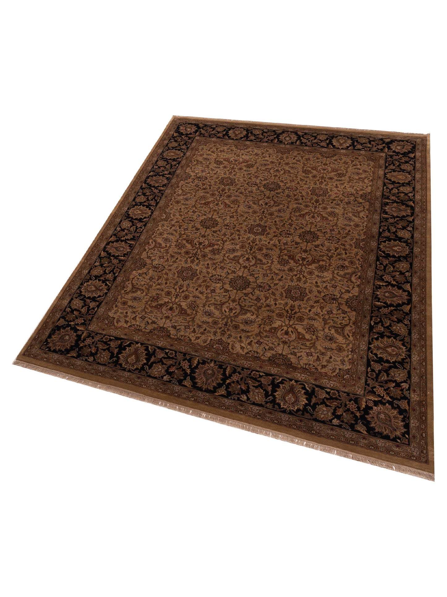 Crown 84576 Camel Black 9.2x11.1 Hand Knotted Rug