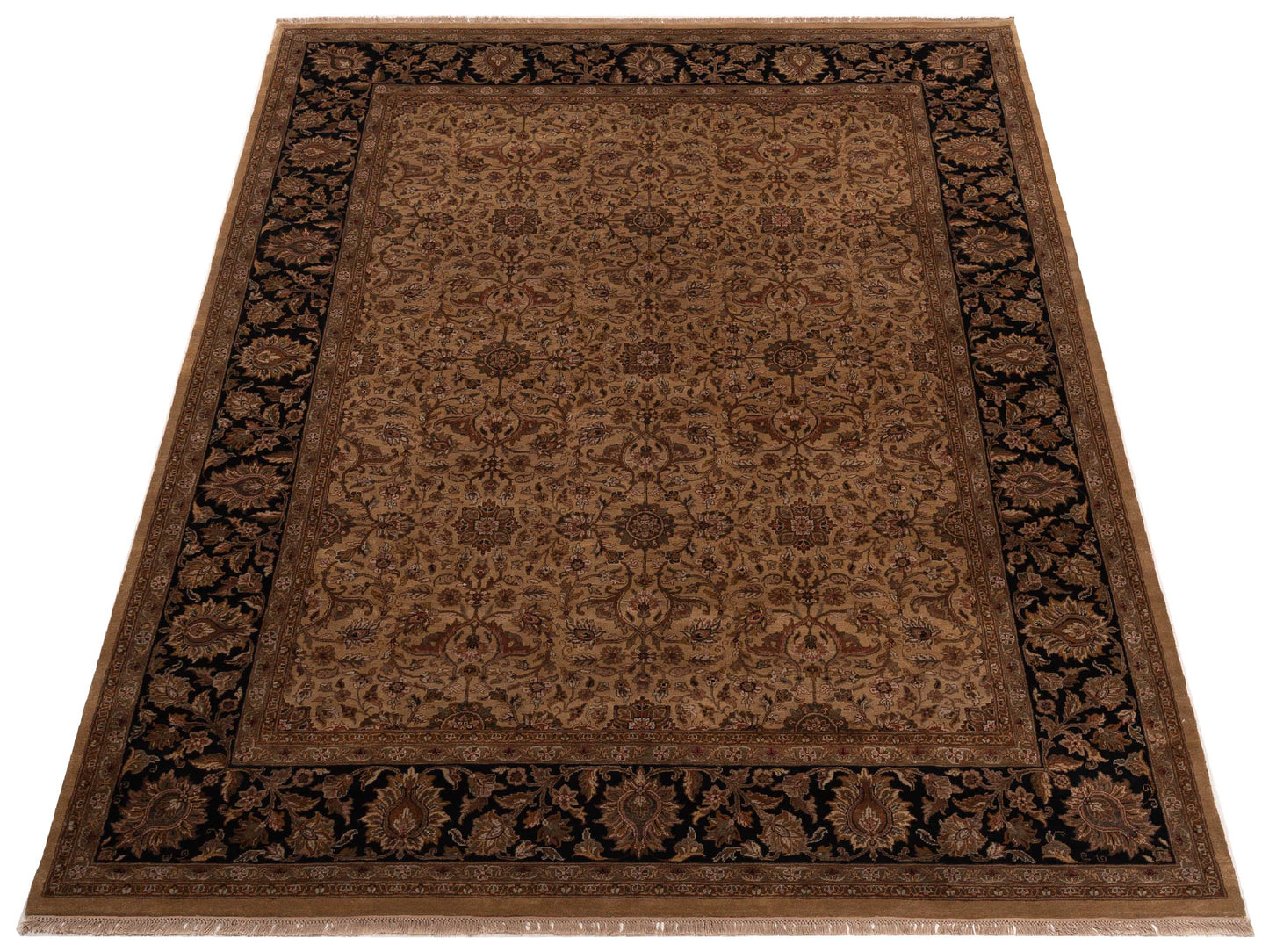 Crown 84576 Camel Black 9.2x11.1 Hand Knotted Rug