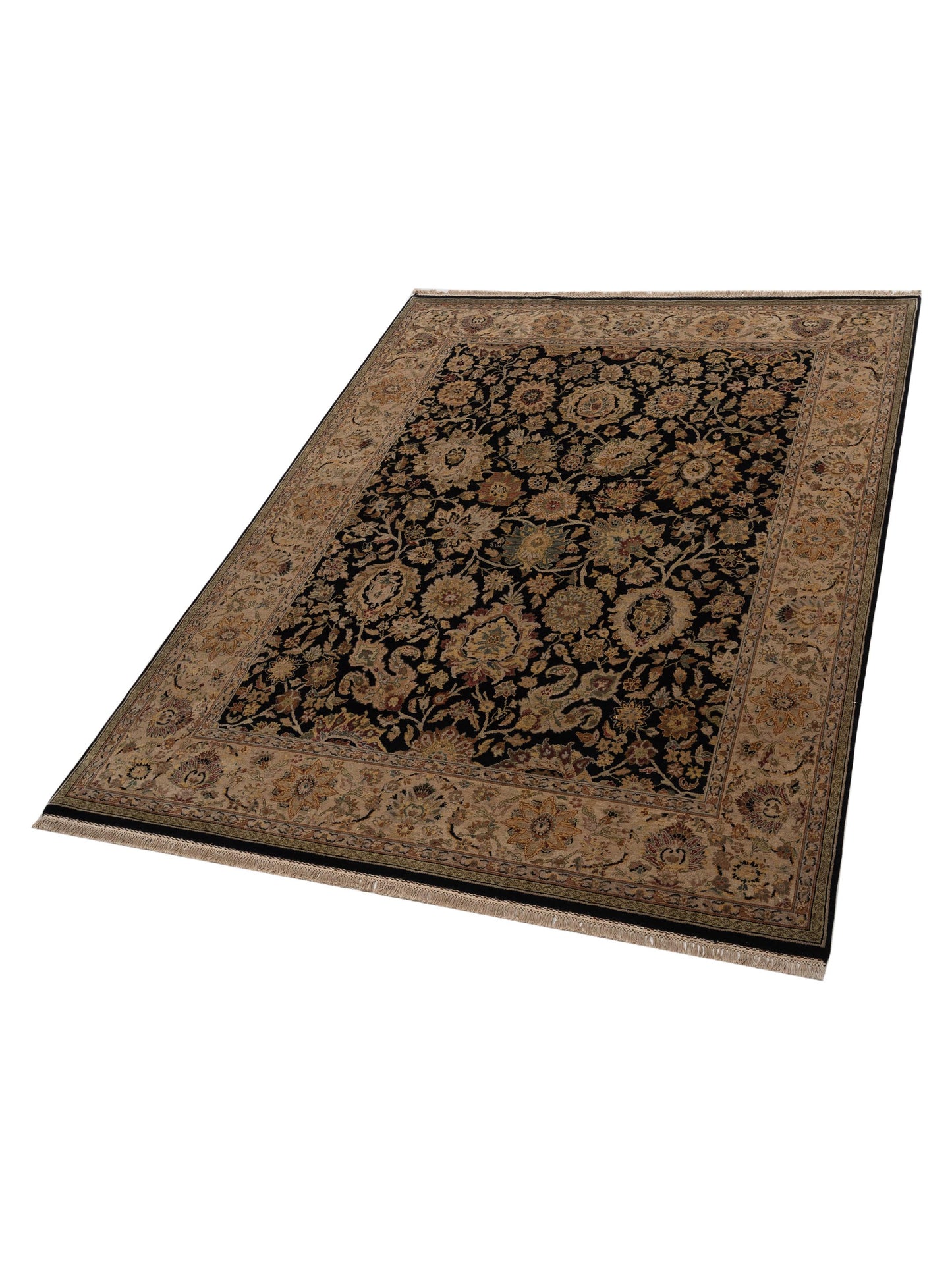 Crown 84584 Black Ivory 8.1x10.2 Hand Knotted Rug