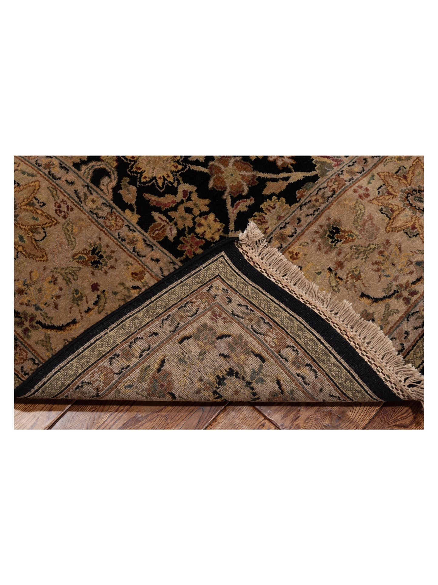 Crown 84584 Black Ivory 8.1x10.2 Hand Knotted Rug