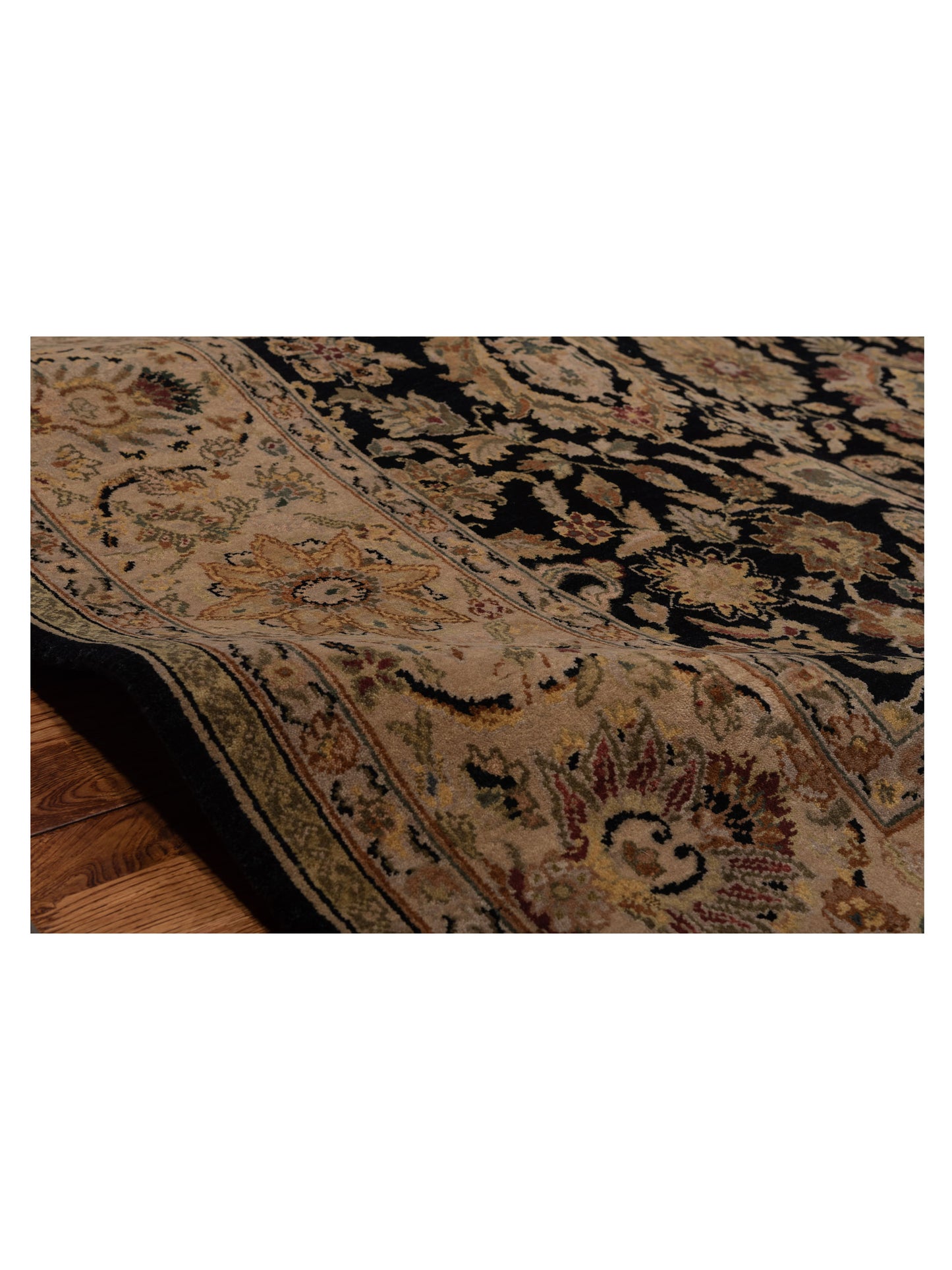 Crown 84584 Black Ivory 8.1x10.2 Hand Knotted Rug