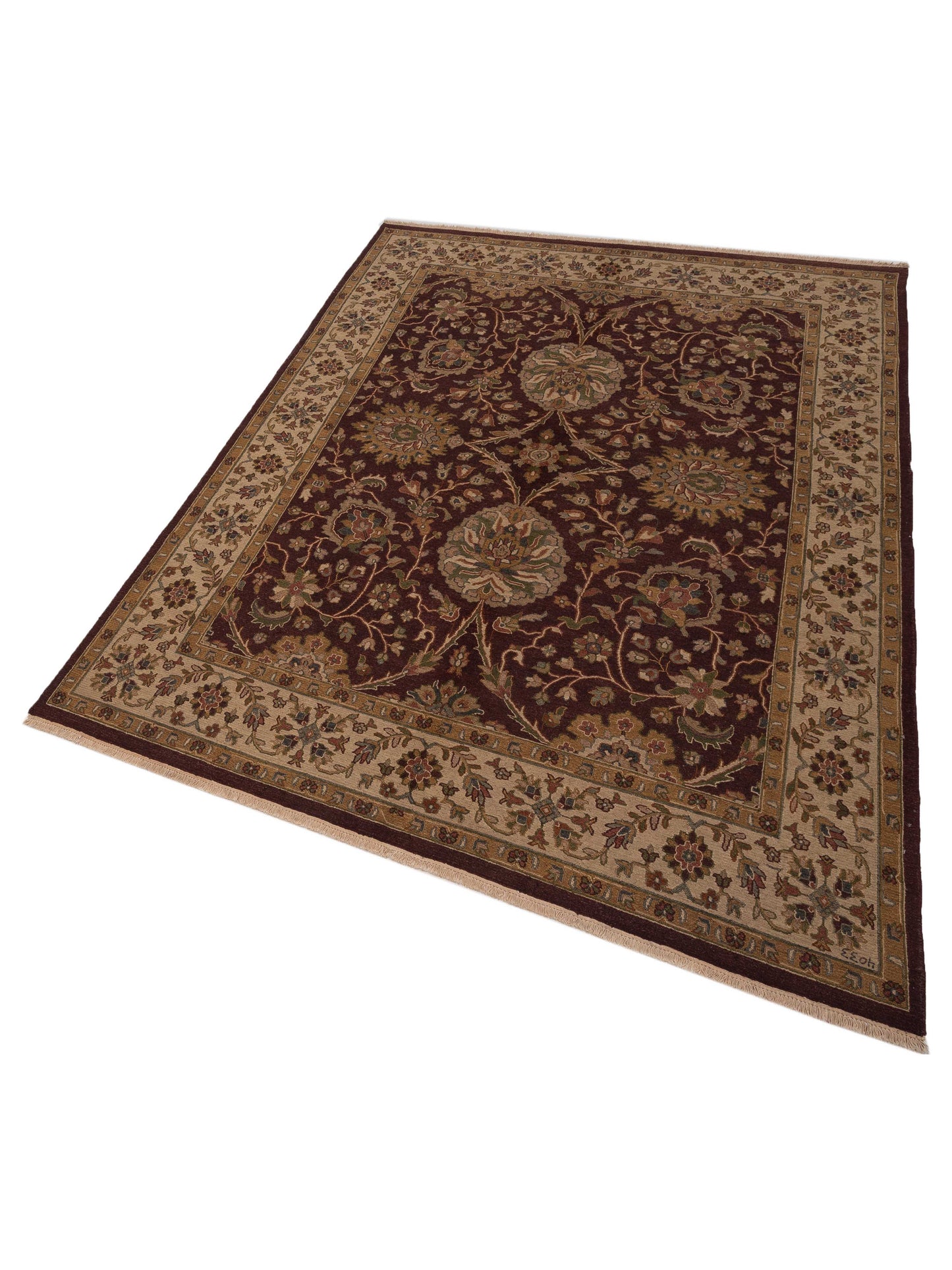Soumak 85227 Burgundy Ivory 8.1x10 Hand Woven Rug