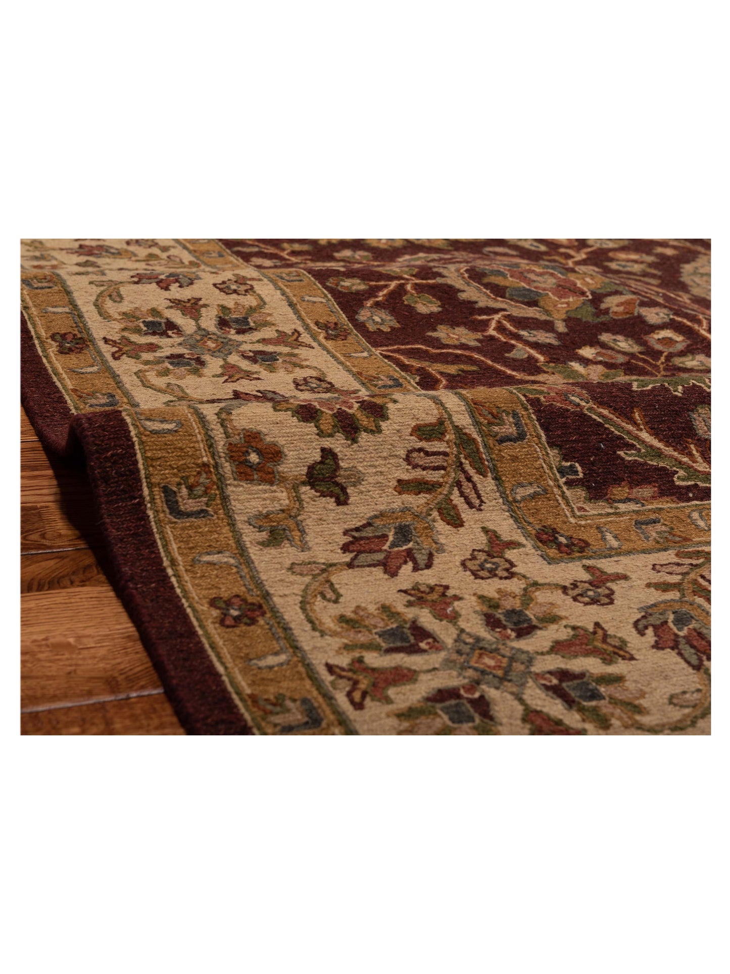 Soumak 85227 Burgundy Ivory 8.1x10 Hand Woven Rug