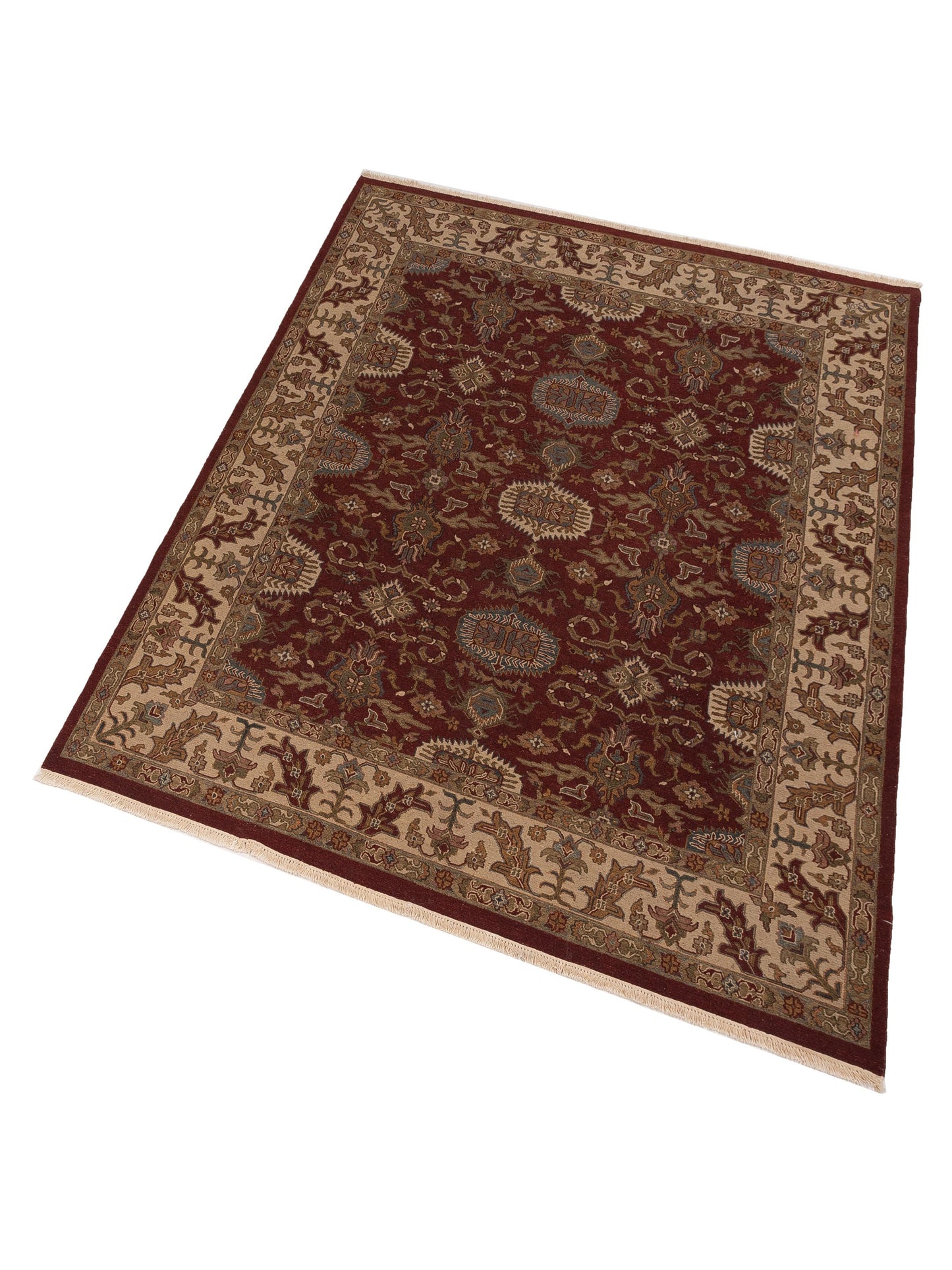 Soumak 85228 Burgundy Ivory 8.2x10.2 Hand Woven Rug