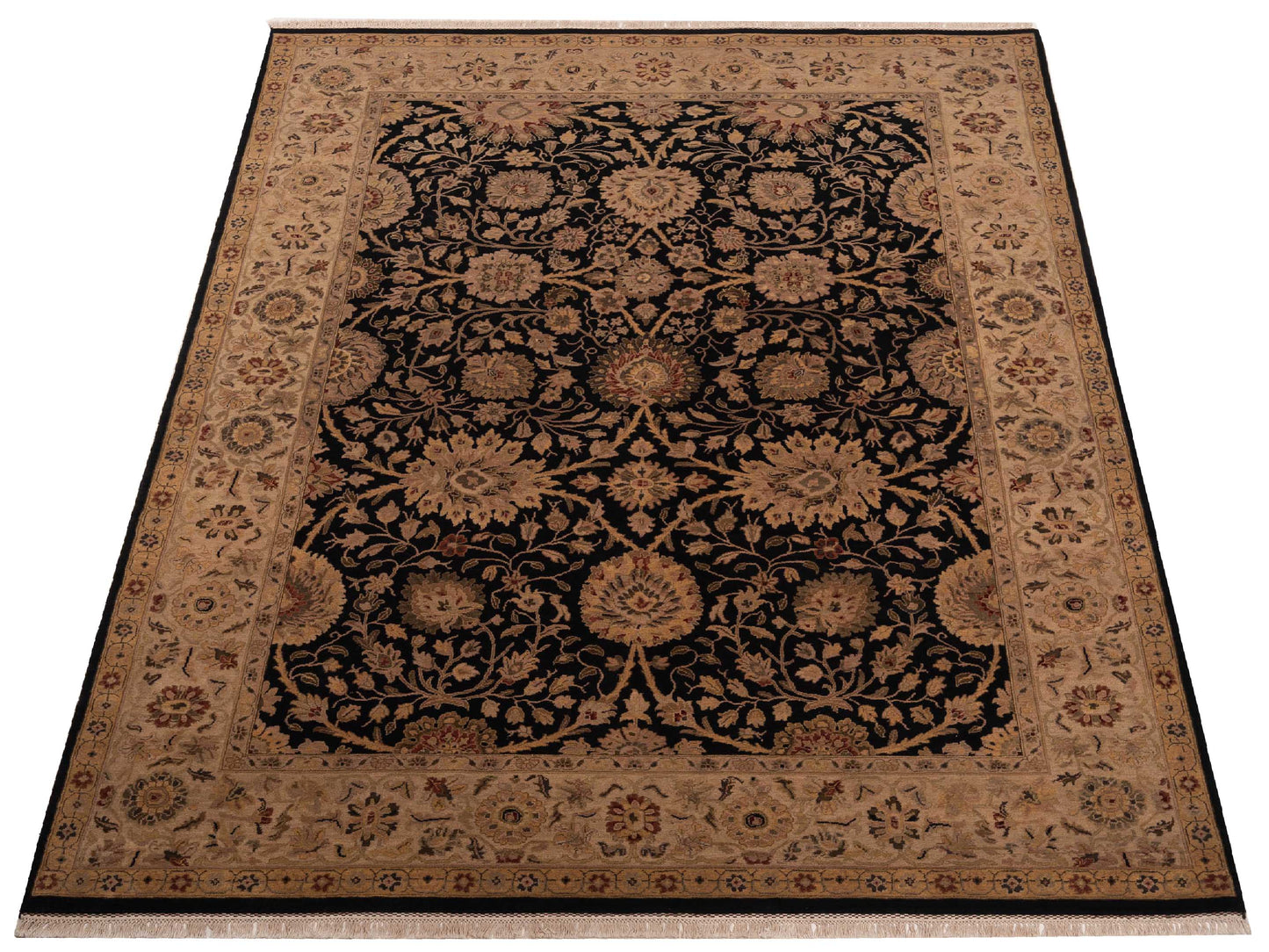 Crown 85808 Black Ivory 9.2x12.3 Hand Knotted Rug