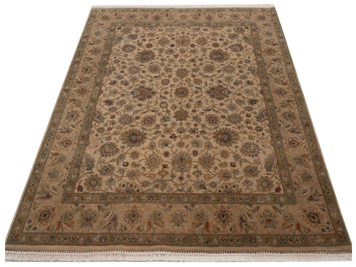 Crown 85815 Cream Beige 8.2x9.7 Hand Knotted Rug