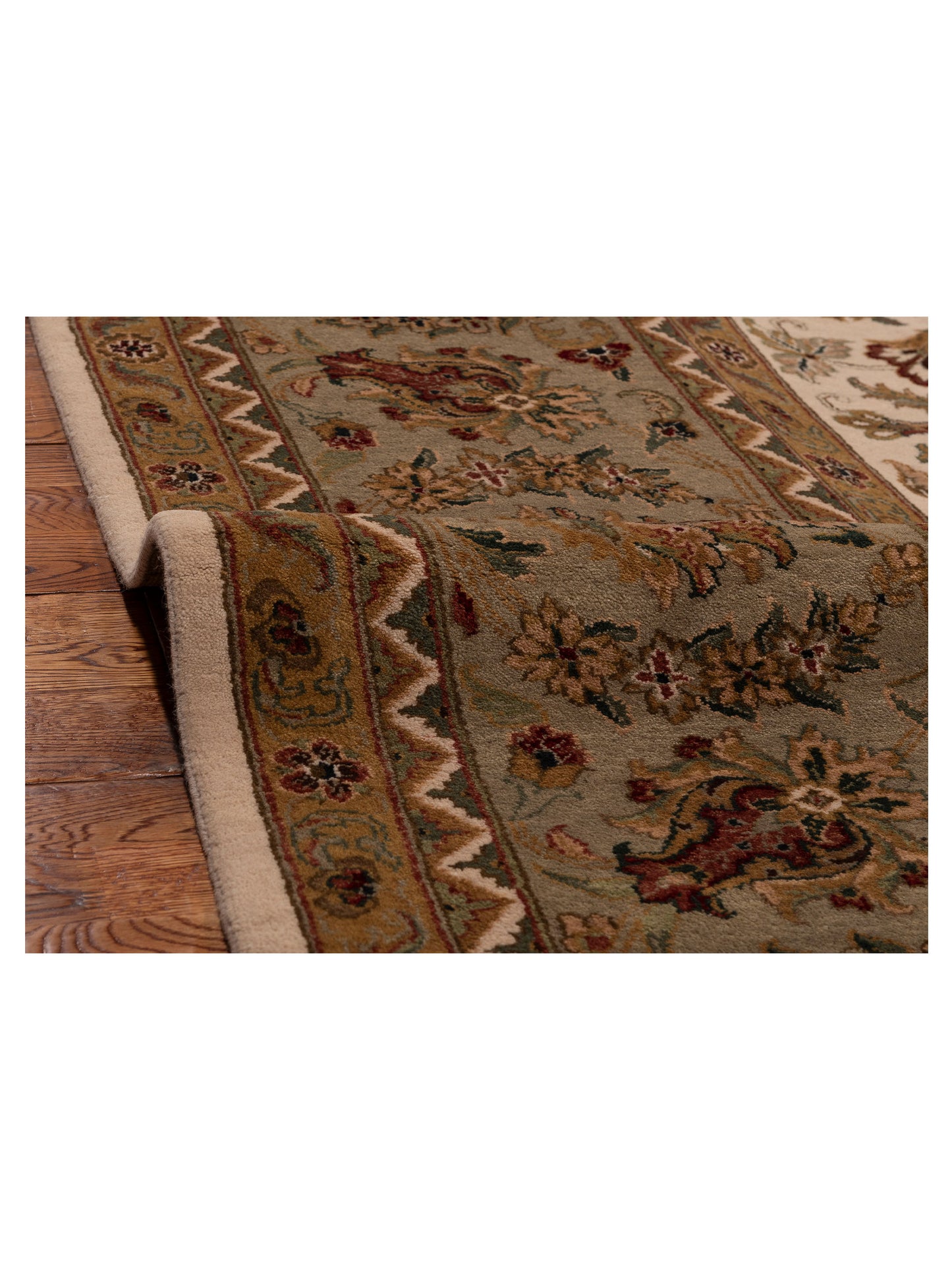 Crown 85820 Ivory Green 10.2x14 Hand Knotted Rug