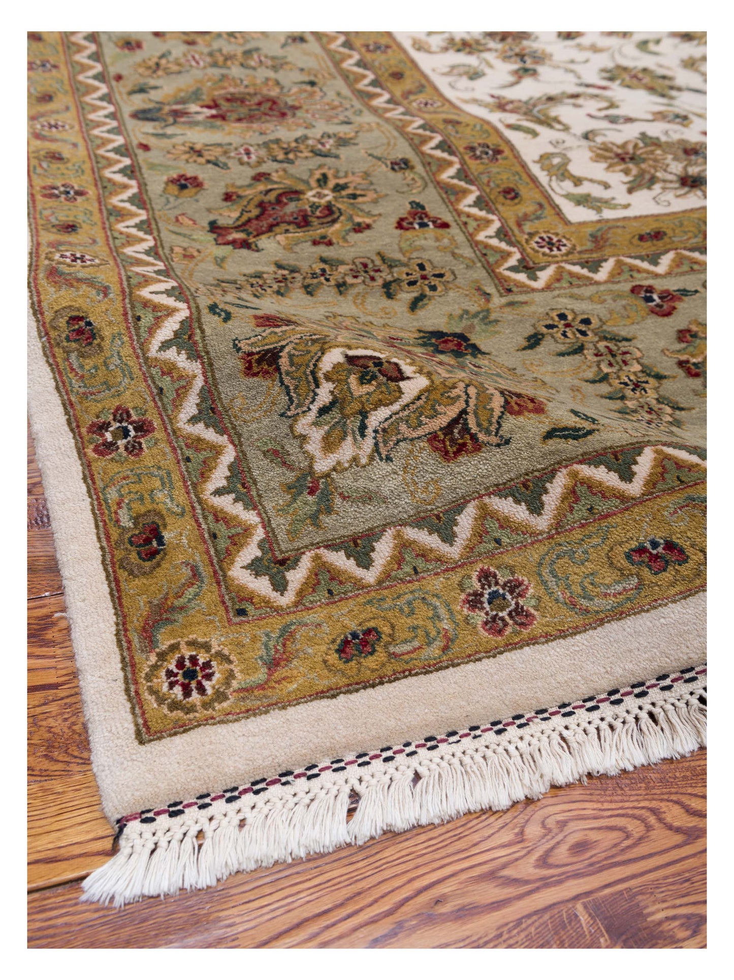 Crown 85820 Ivory Green 10.2x14 Hand Knotted Rug