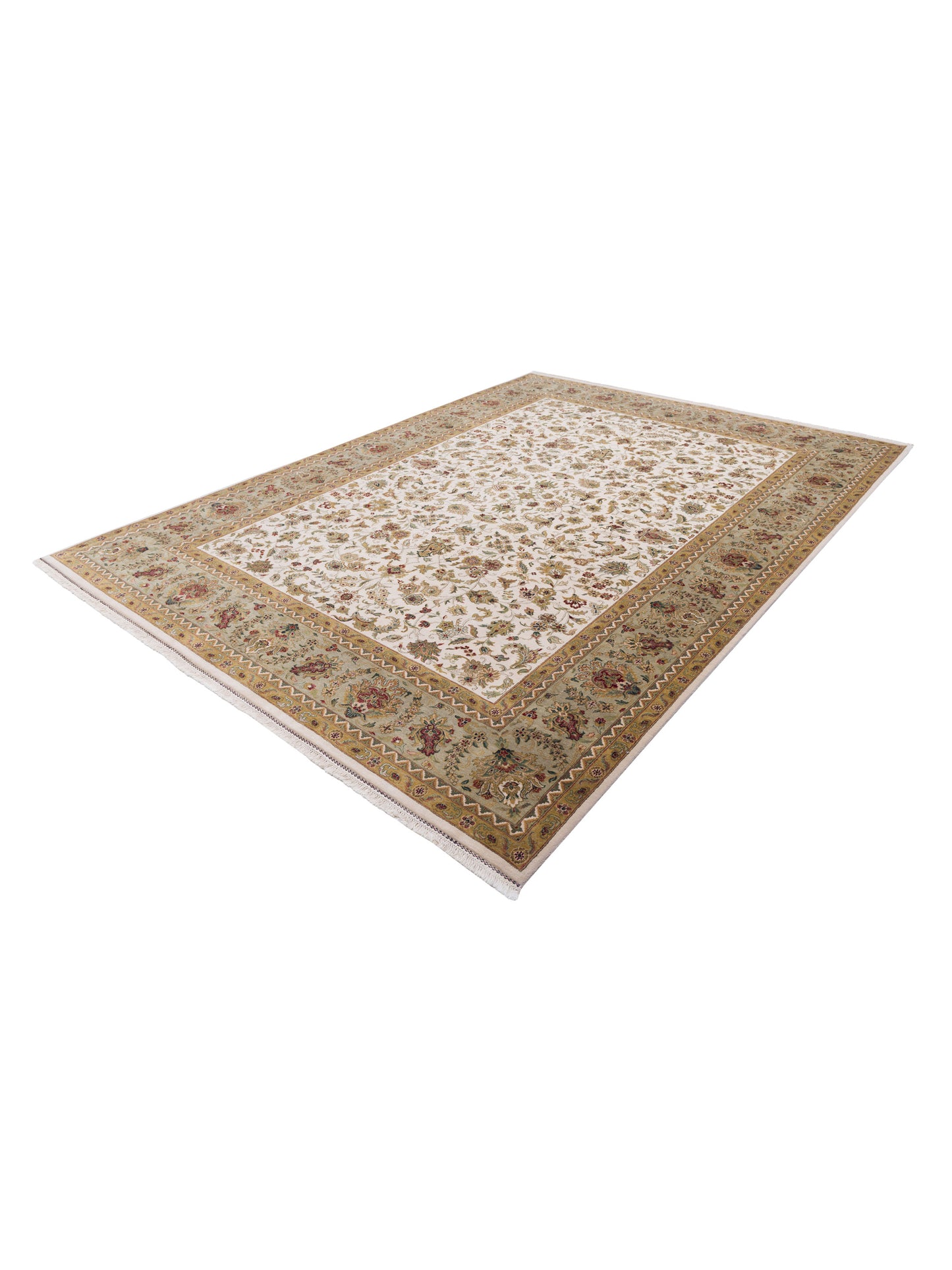 Crown 85820 Ivory Green 10.2x14 Hand Knotted Rug