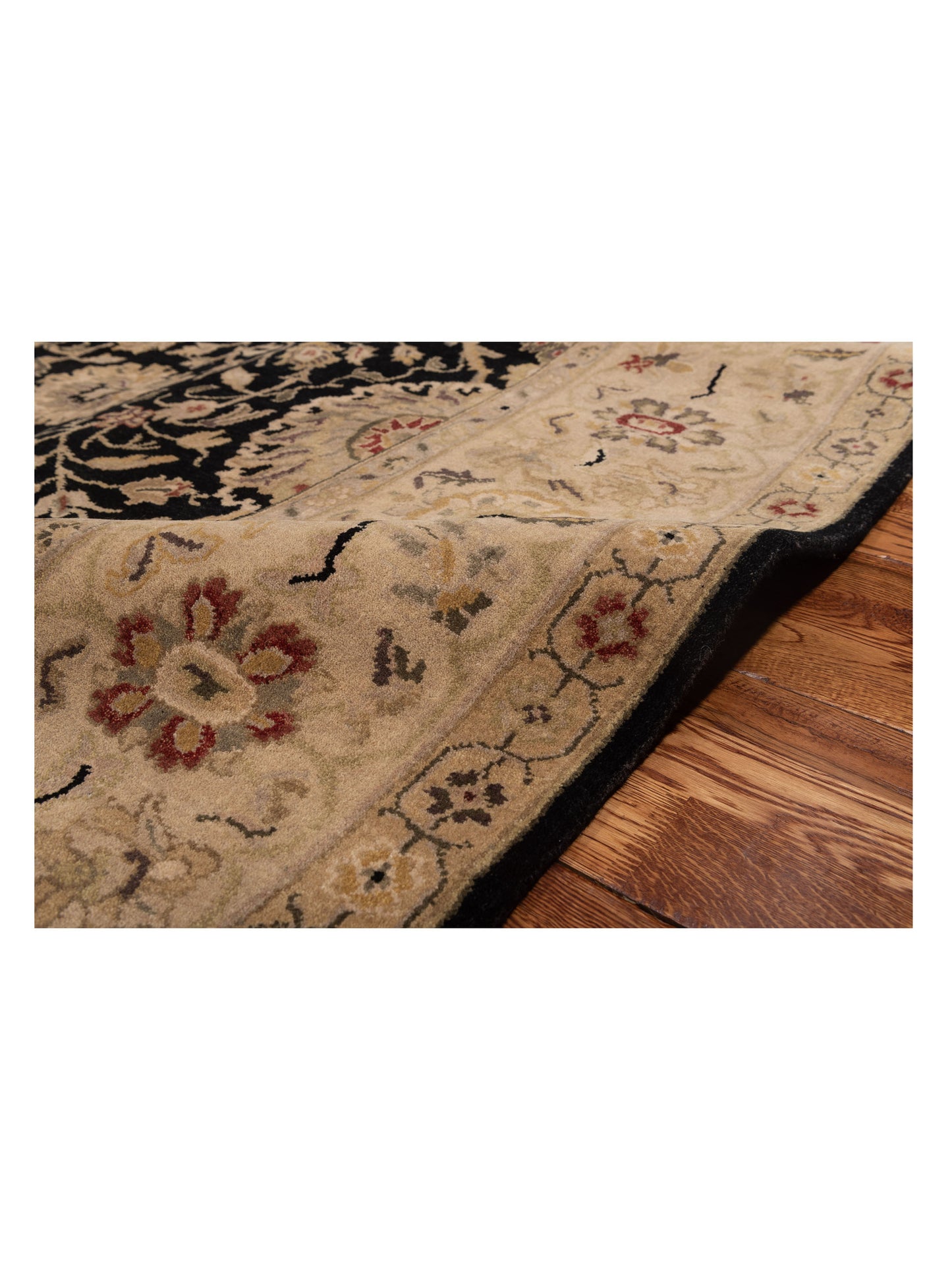 Crown 85827 Black Ivory 7.11x10.1 Hand Knotted Rug