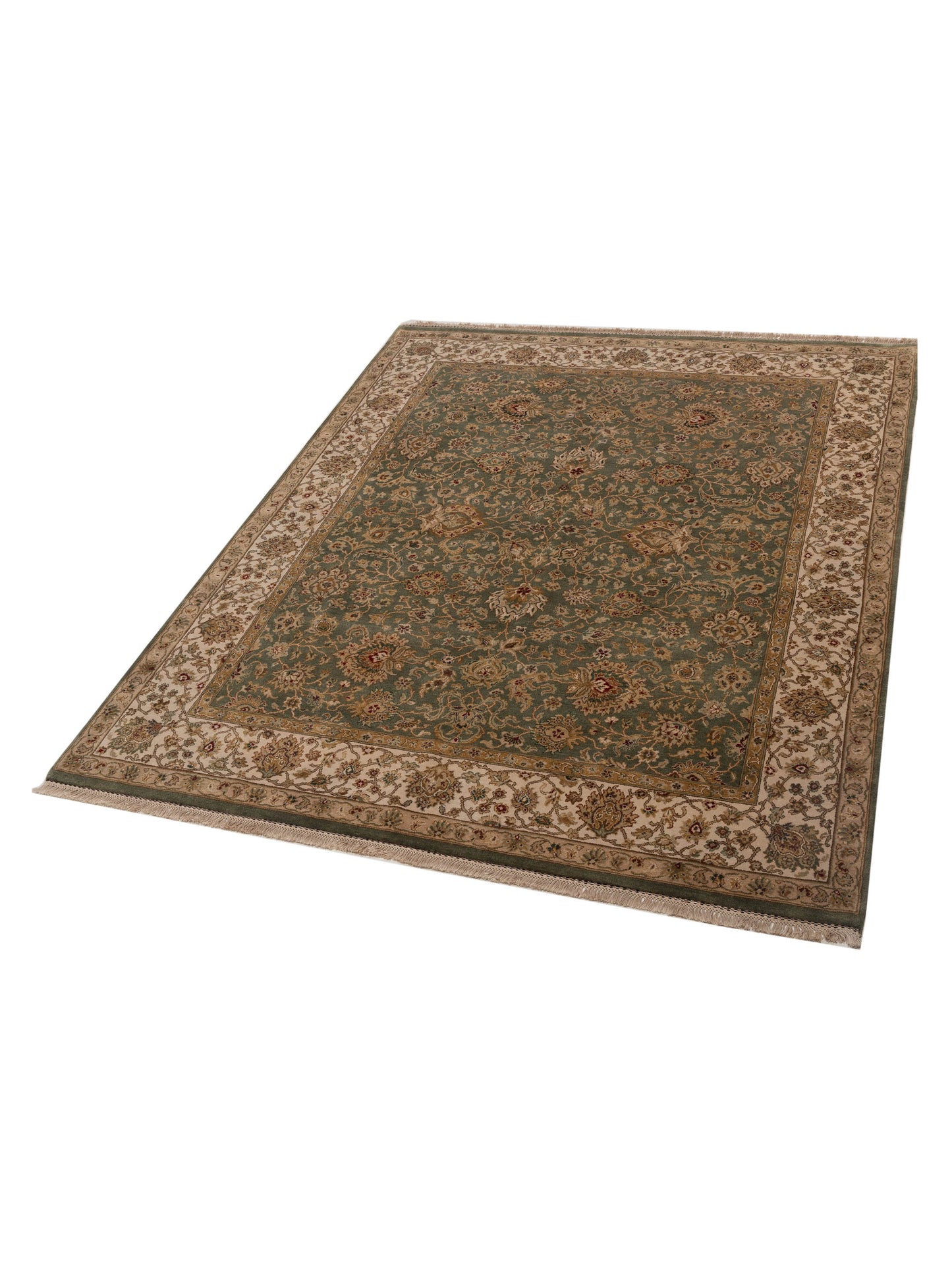 Crown 85830 Green Ivory 8.2x9.11 Hand Knotted Rug