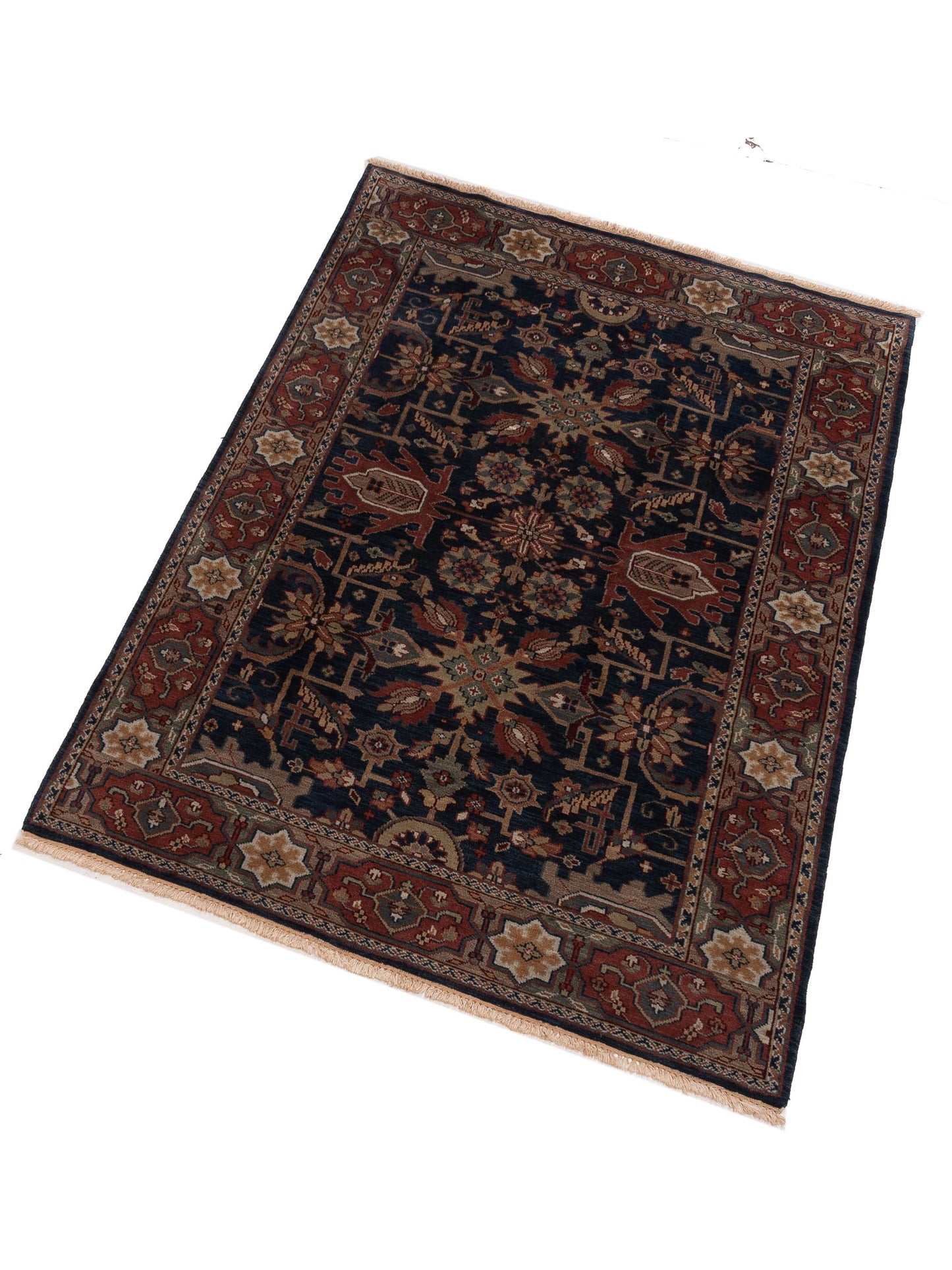 Lilac 86118 Navy Rust 5.1x7.8 Hand Knotted Rug