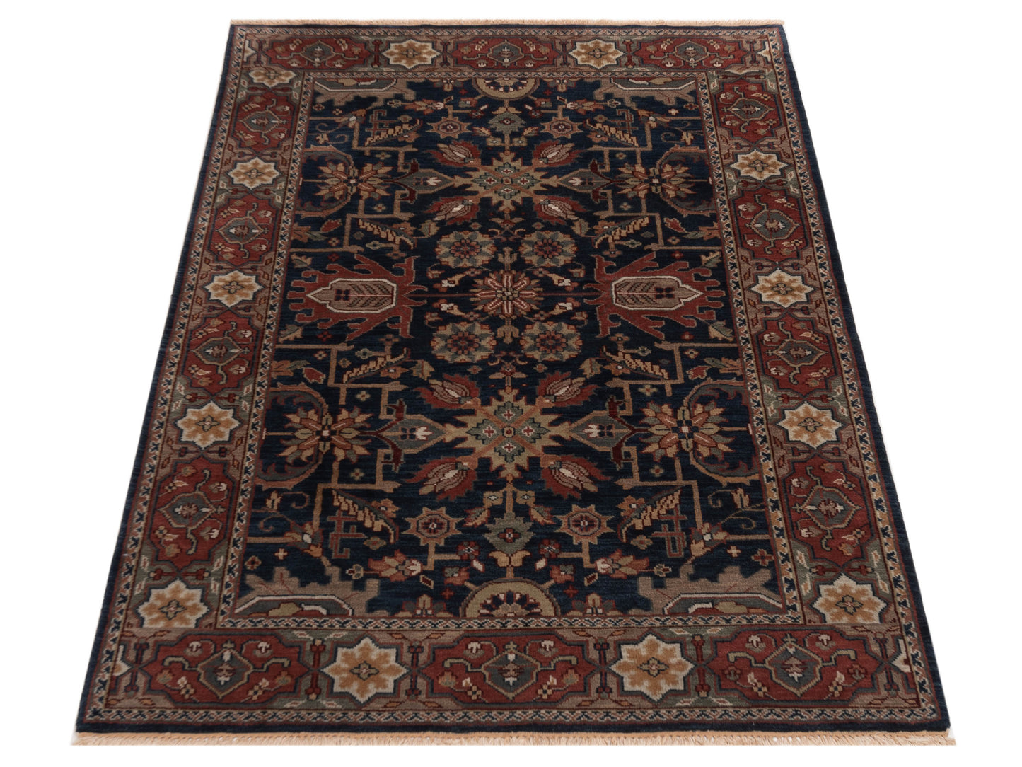 Lilac 86118 Navy Rust 5.1x7.8 Hand Knotted Rug