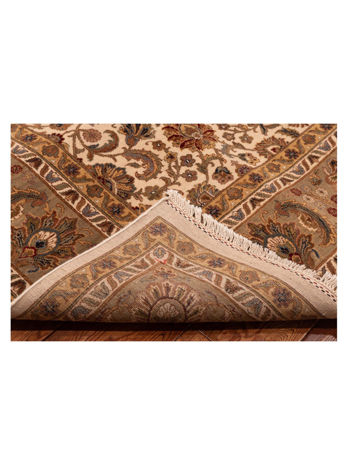 Crown 86166 Ivory Light Green 9.1x12.1 Hand Knotted Rug