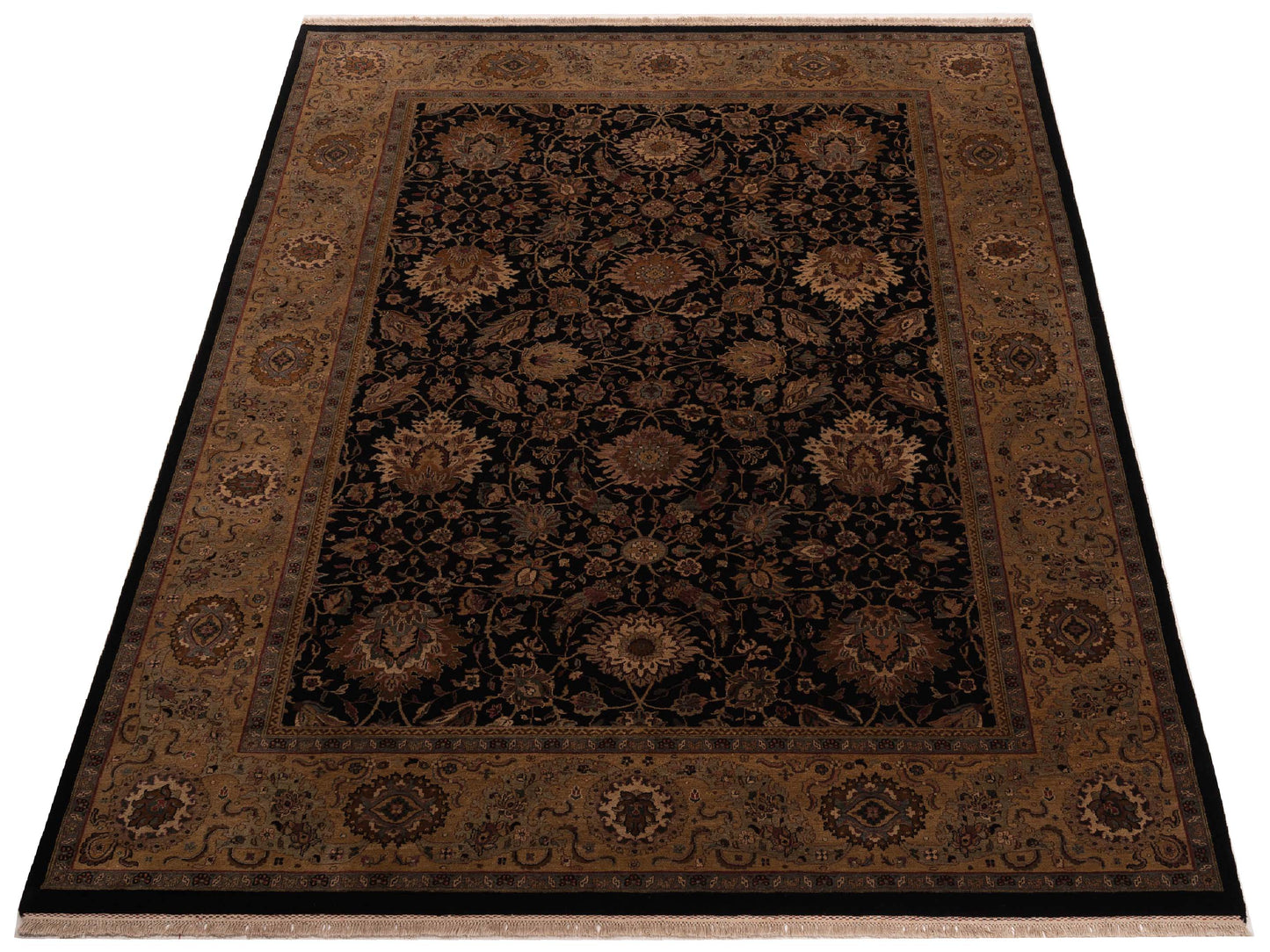 Crown 86169 Black Gold 9.2x12.7 Hand Knotted Rug