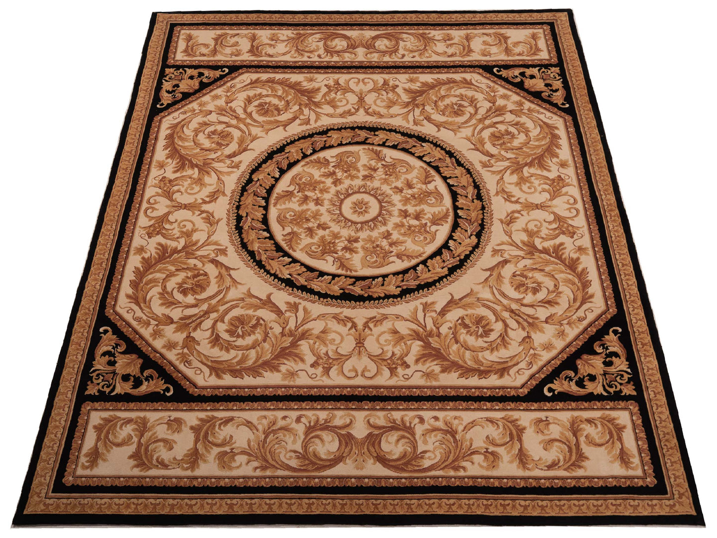 Savannorie 89850 Ivory Black 9x12 Hand Knotted Rug