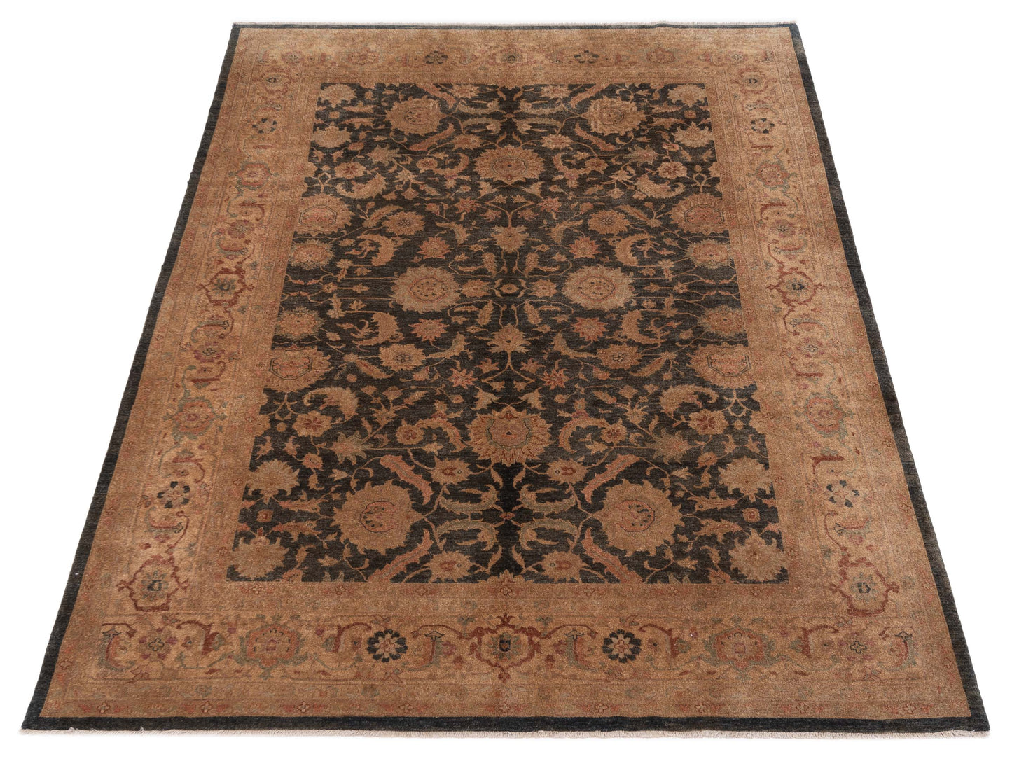 Ghazani 89988 Charcoal Gold 9.1x12.6 Hand Knotted Rug