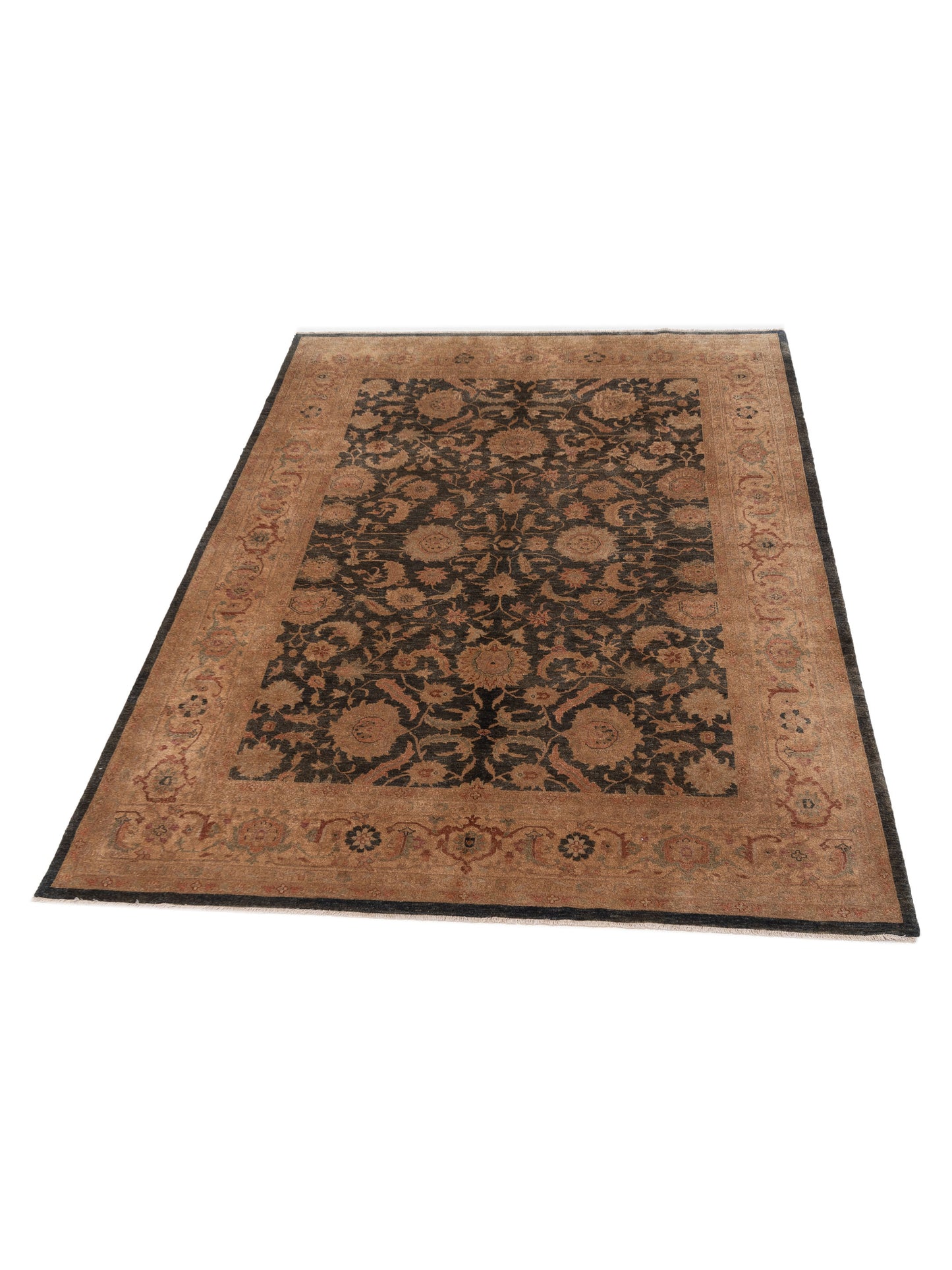 Ghazani 89988 Charcoal Gold 9.1x12.6 Hand Knotted Rug