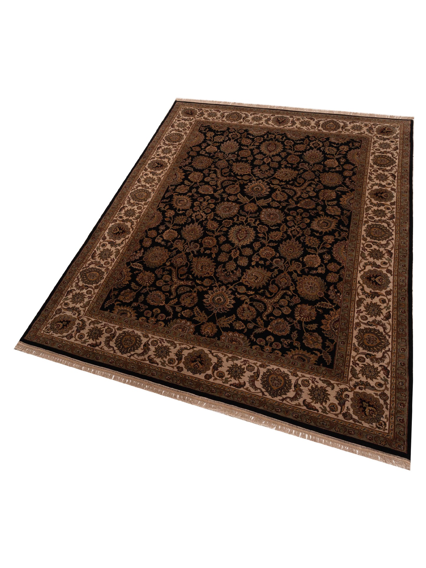Crown 90233 Black Ivory 8.11x12.3 Hand Knotted Rug