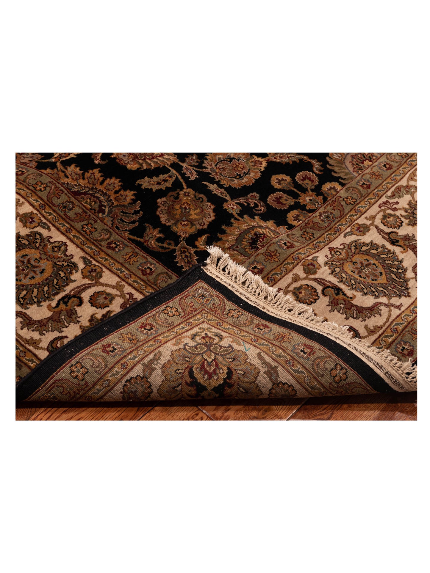 Crown 90233 Black Ivory 8.11x12.3 Hand Knotted Rug