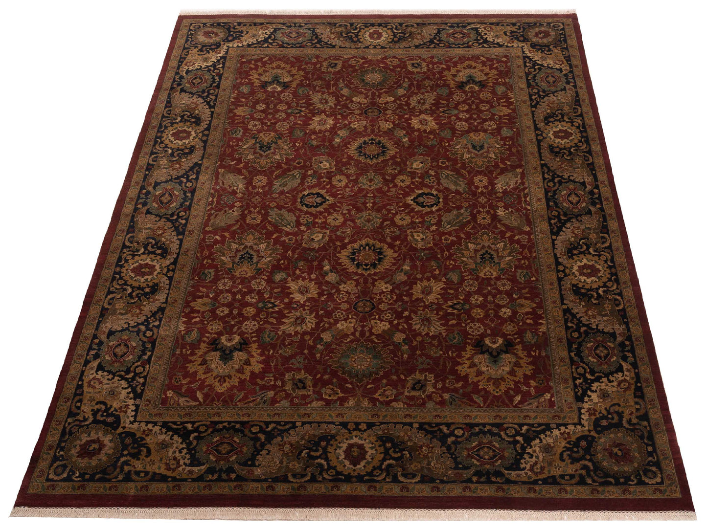 Crown 90234 Burgundy Navy 9.1x12.6 Hand Knotted Rug