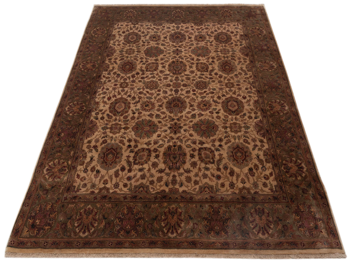 Crown 90241 Beige Green 8x10 Hand Knotted Rug