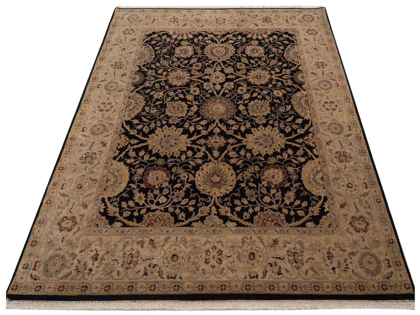 Crown 90254 Black Ivory 8.3x9.11 Hand Knotted Rug