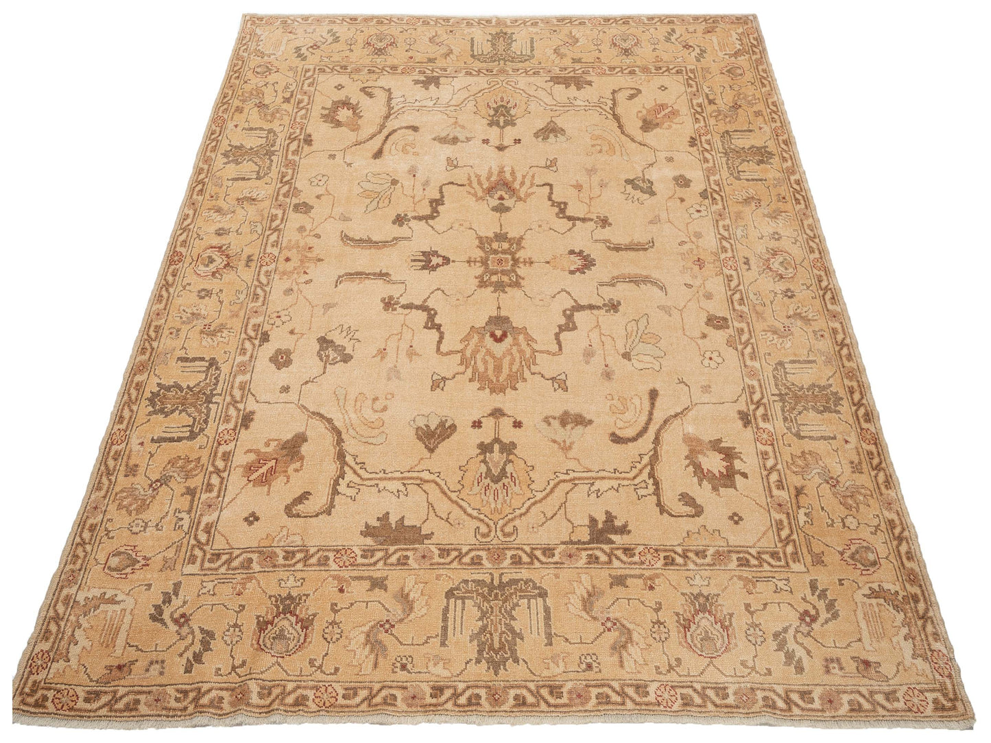 Anadol Oushak Aruz Beige Gold 8.5x9.4 Hand Knotted Rug