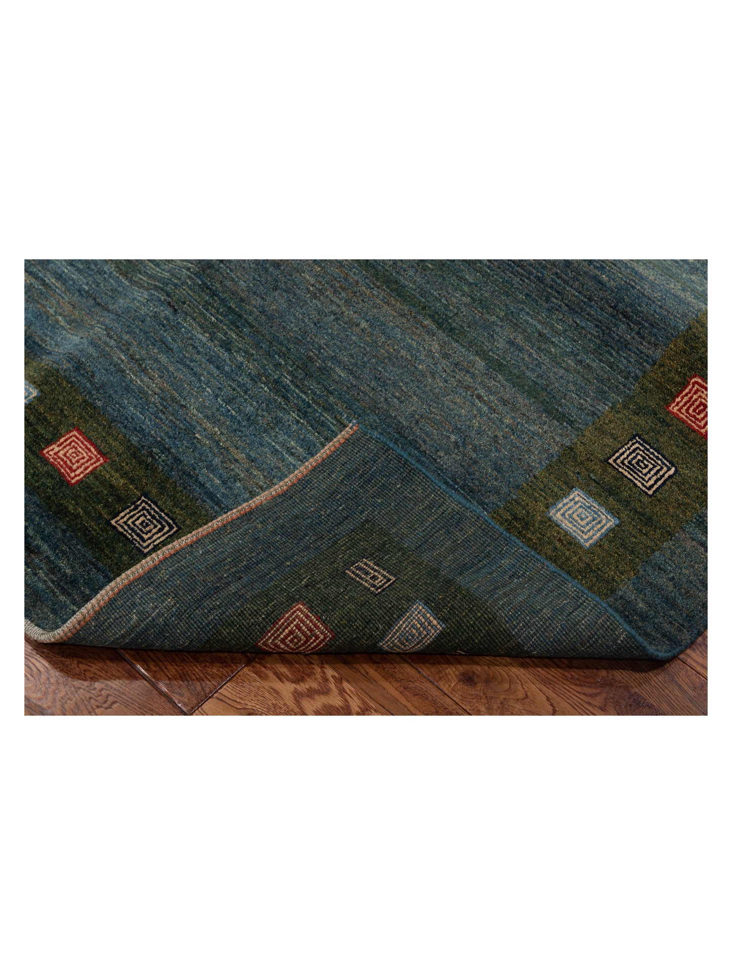 Modern Gabbeh 90317 Teal Blue Green 6.6x8 Hand Knotted Rugs