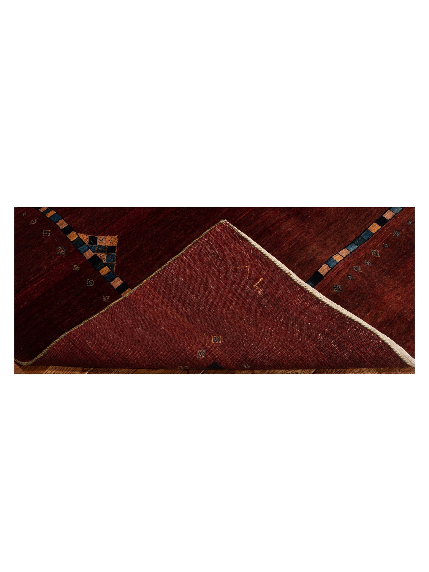 Modern Gabbeh 90347 Burgundy 8.1x9.1 Hand Knotted Rugs