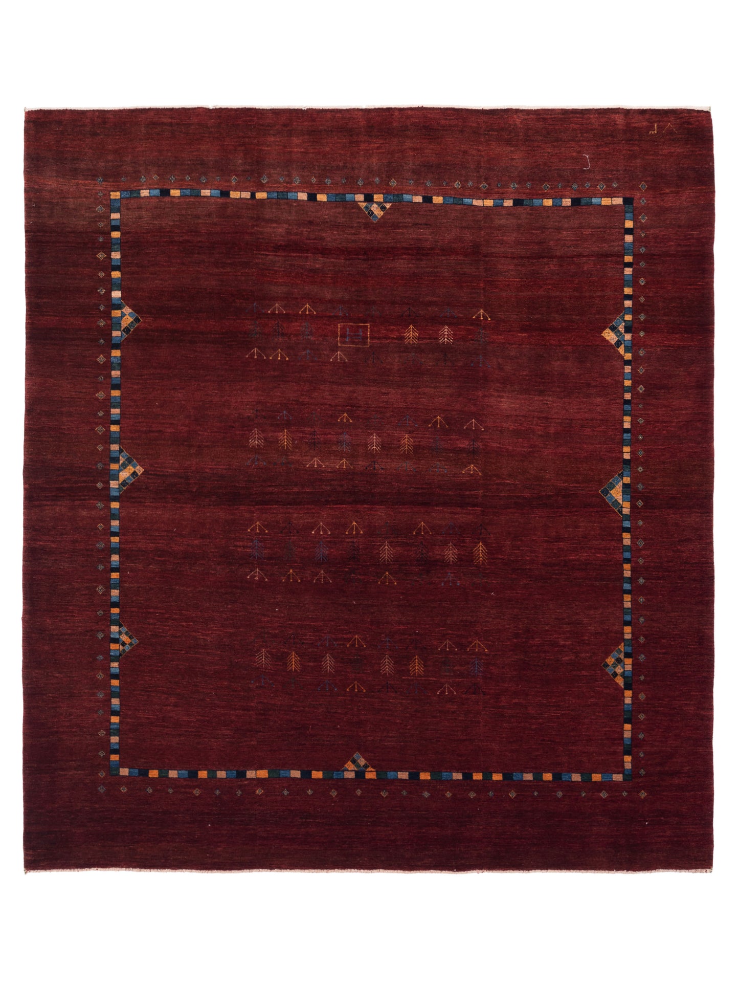 Siena Modern Gabbeh Burgundy Contemporary