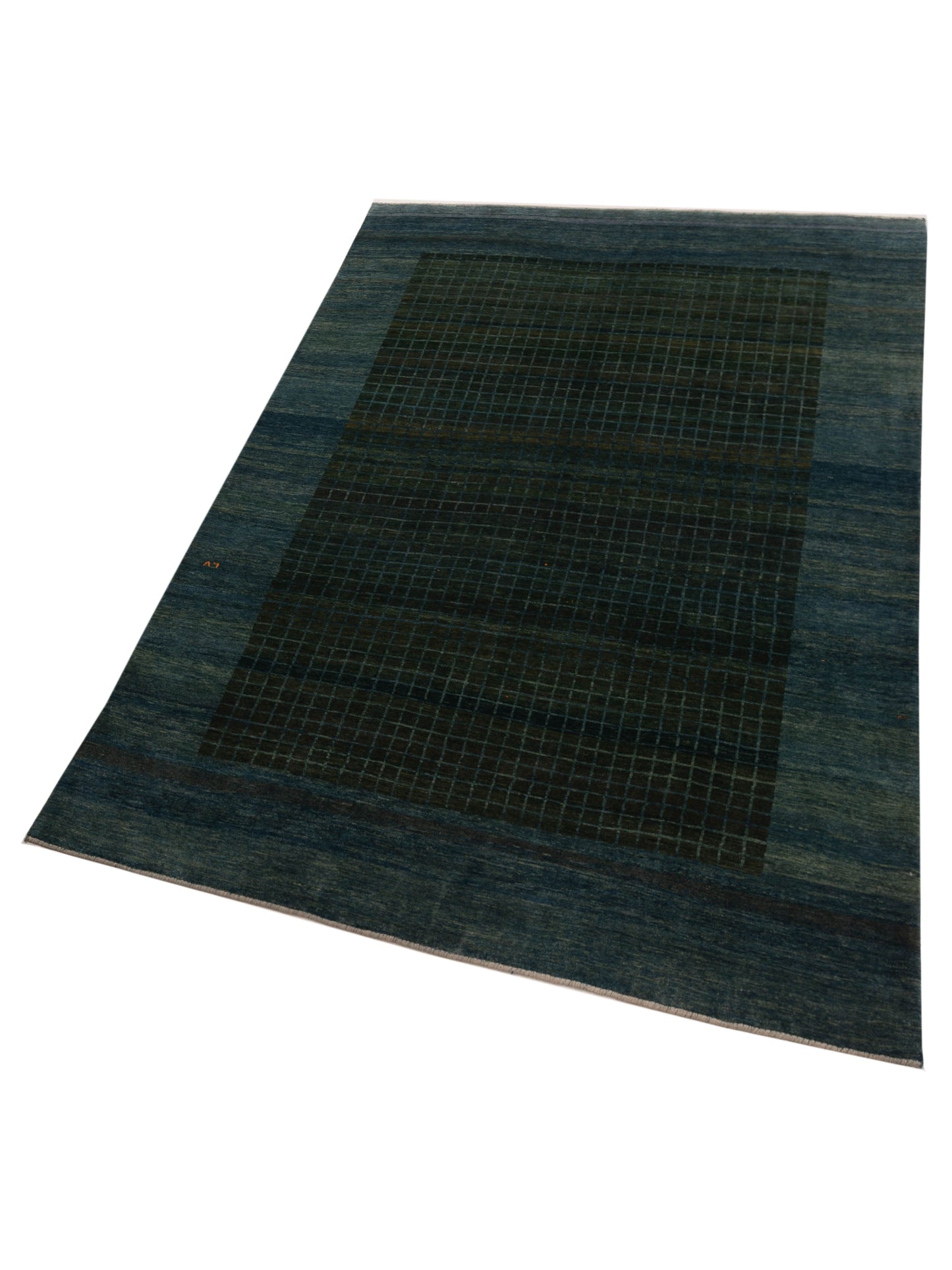 Modern Gabbeh 90371 Green Blue 8.1x11.3 Hand Knotted Rugs