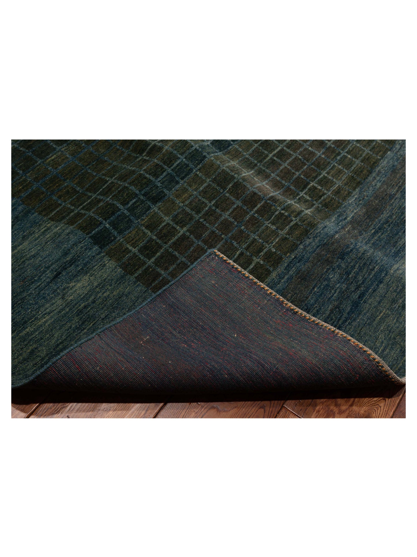 Modern Gabbeh 90371 Green Blue 8.1x11.3 Hand Knotted Rugs
