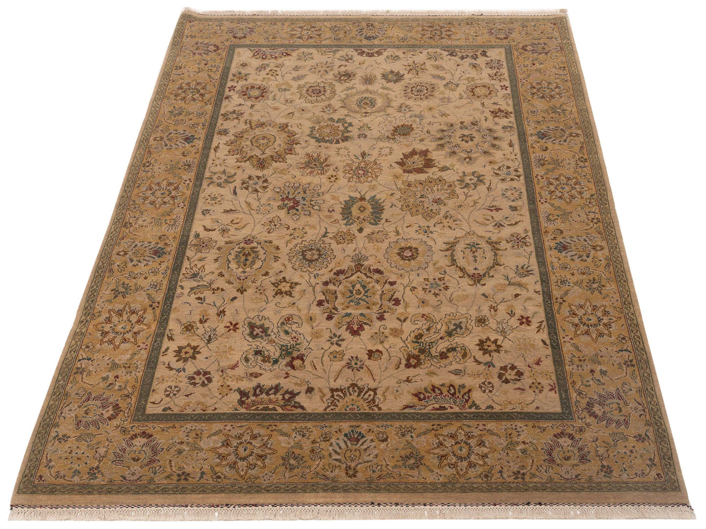 Crown 90495 Beige Gold 6x9.3 Hand Knotted Rug