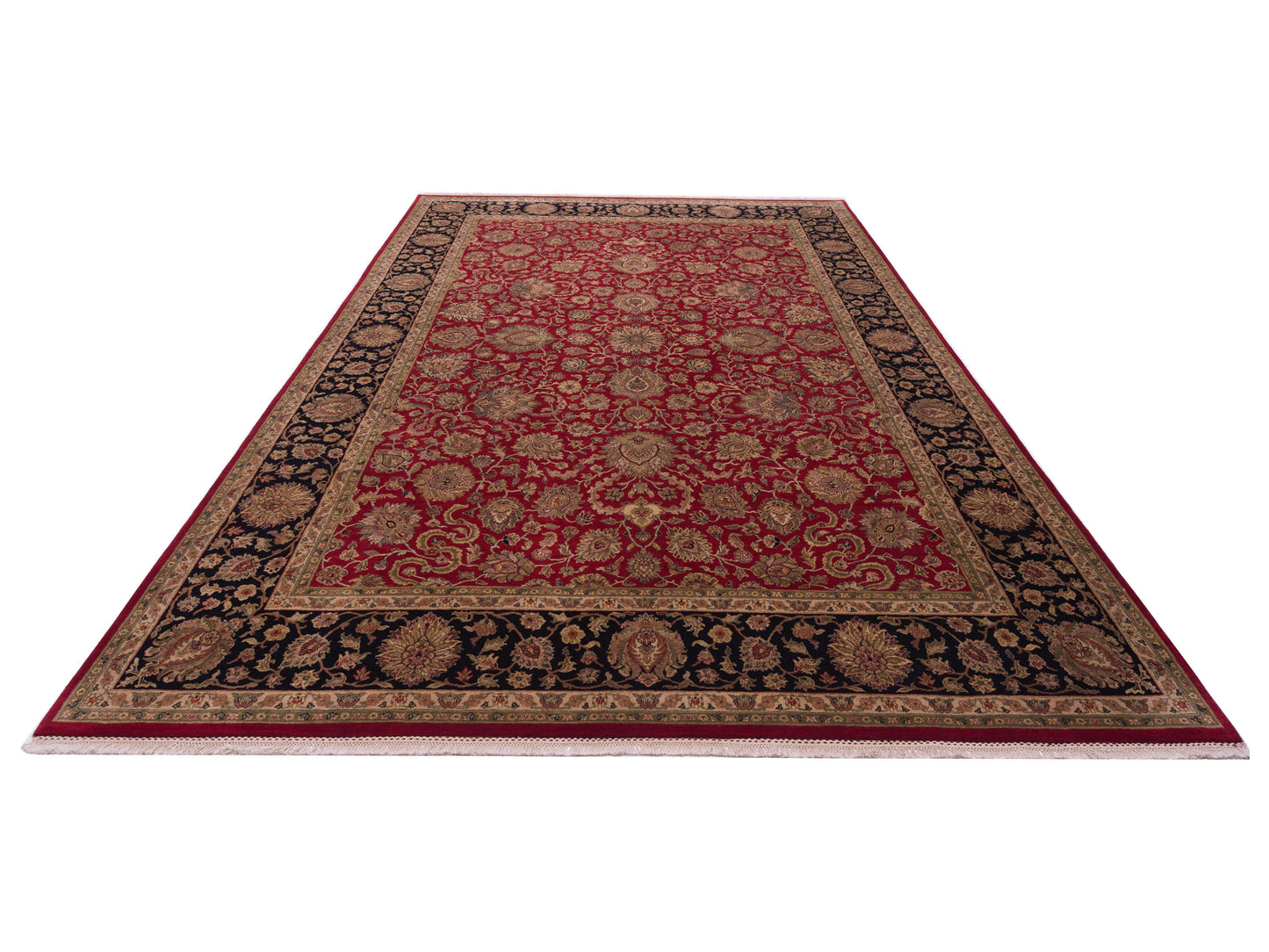 Crown 90561 Red Black 9.11x14 Hand Knotted Rug