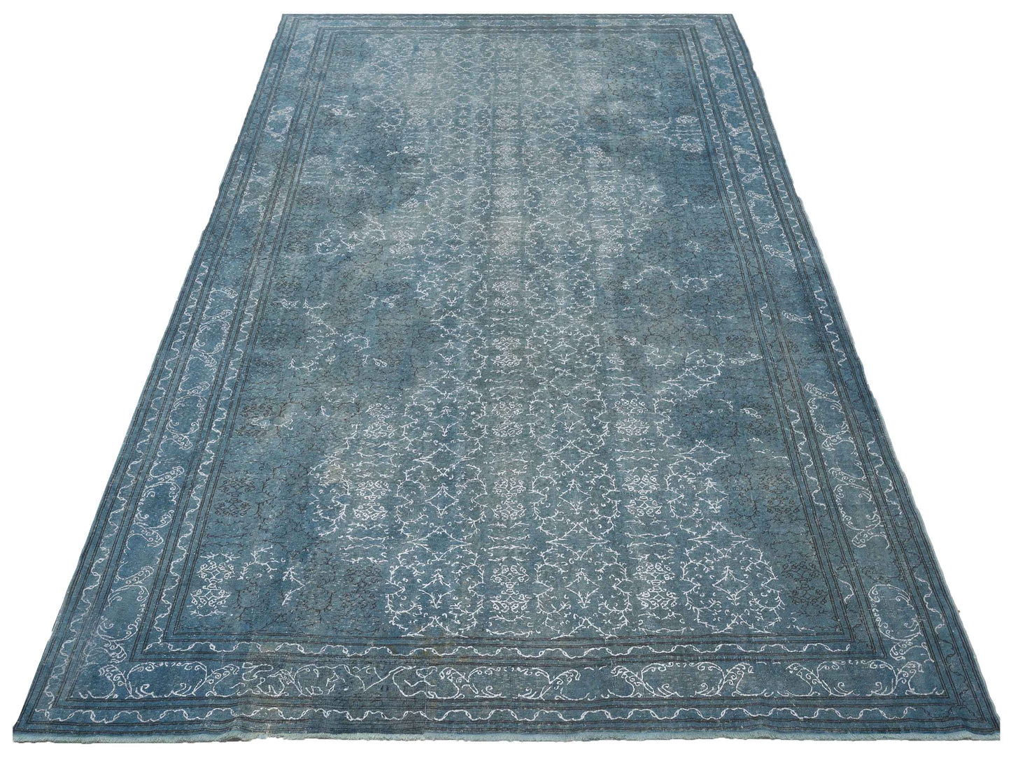Vintage 90606 Blue 7.11x11.7 Hand Knotted Rug