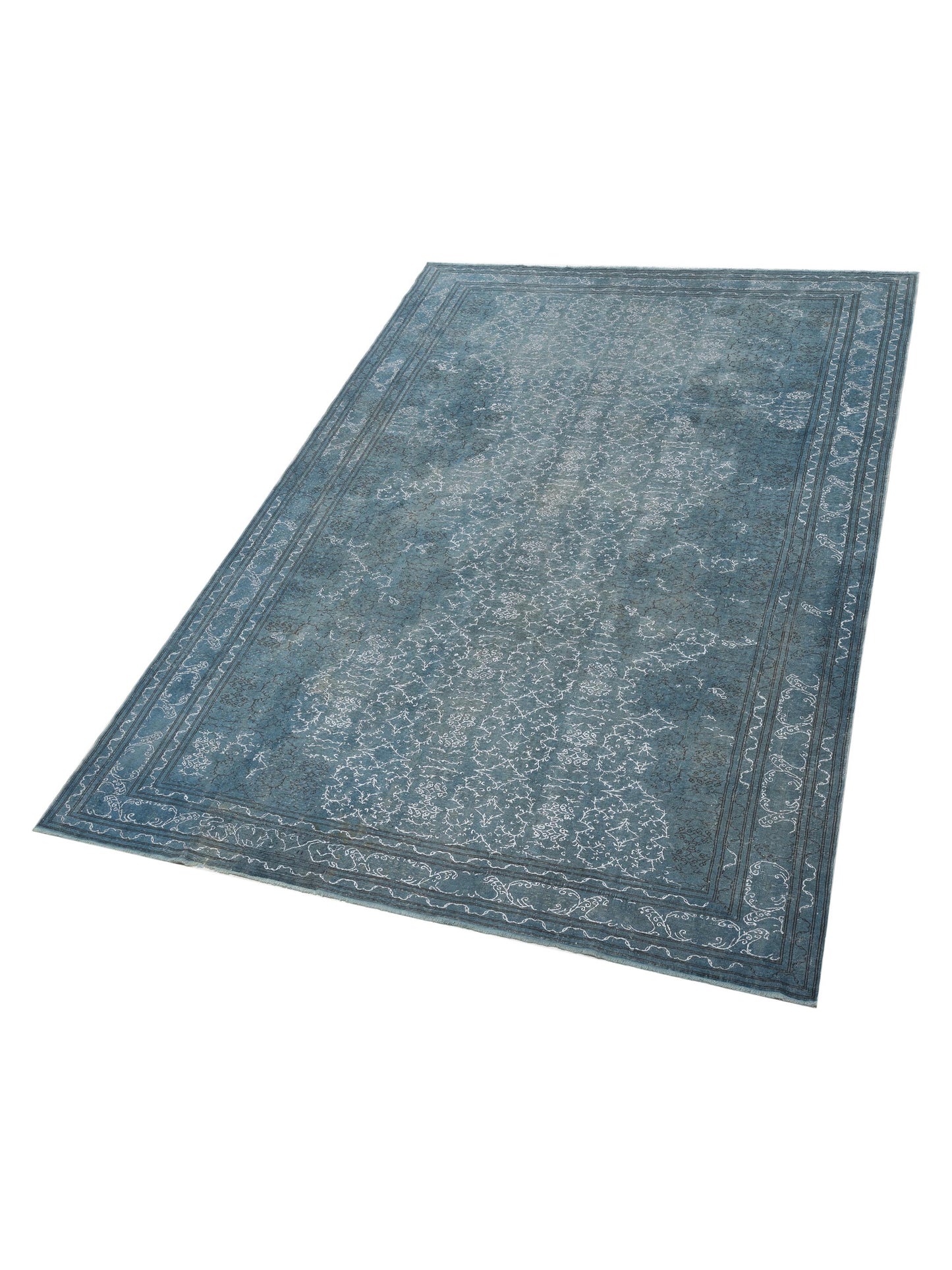 Vintage 90606 Blue 7.11x11.7 Hand Knotted Rug
