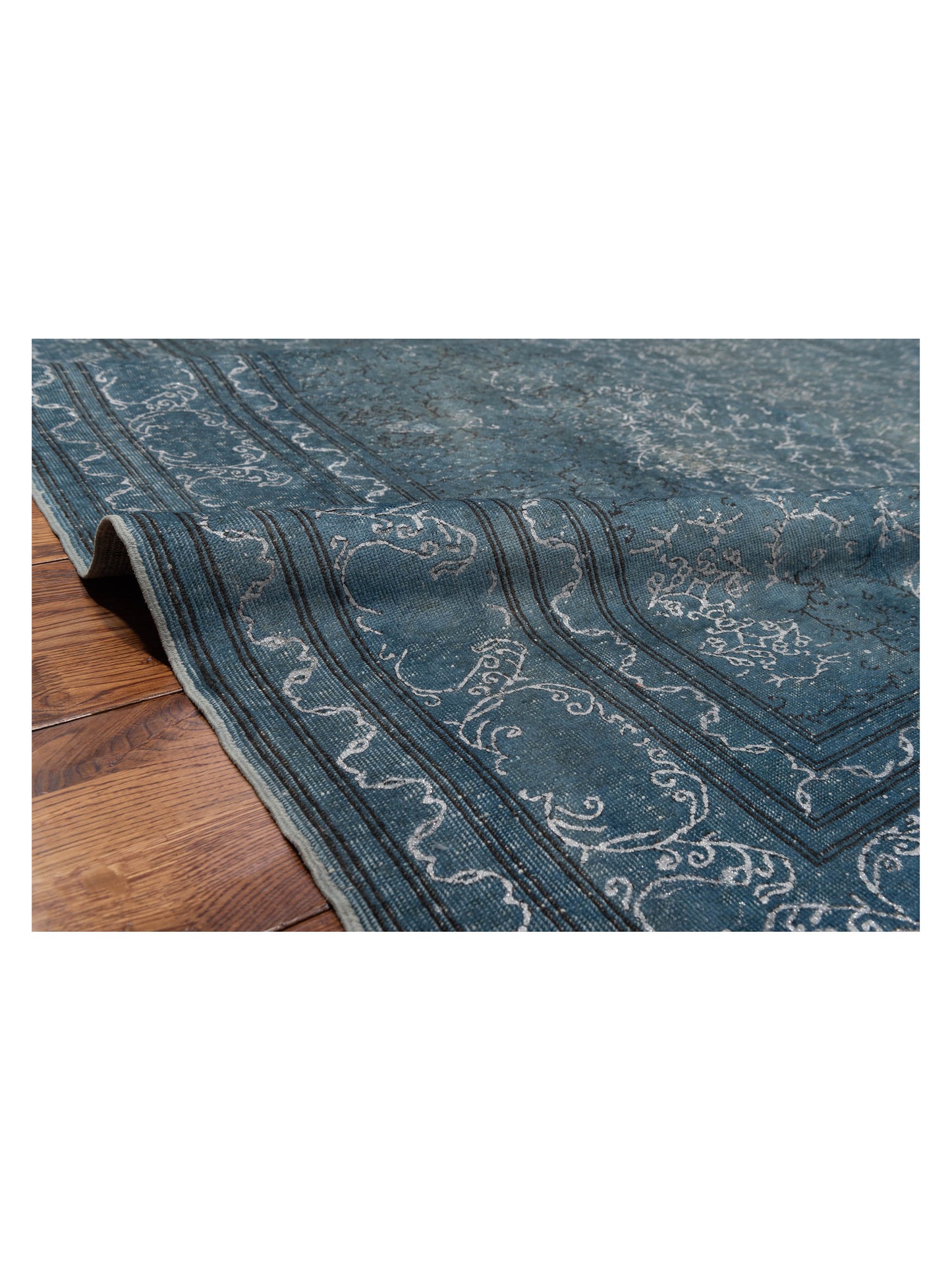 Vintage 90606 Blue 7.11x11.7 Hand Knotted Rug