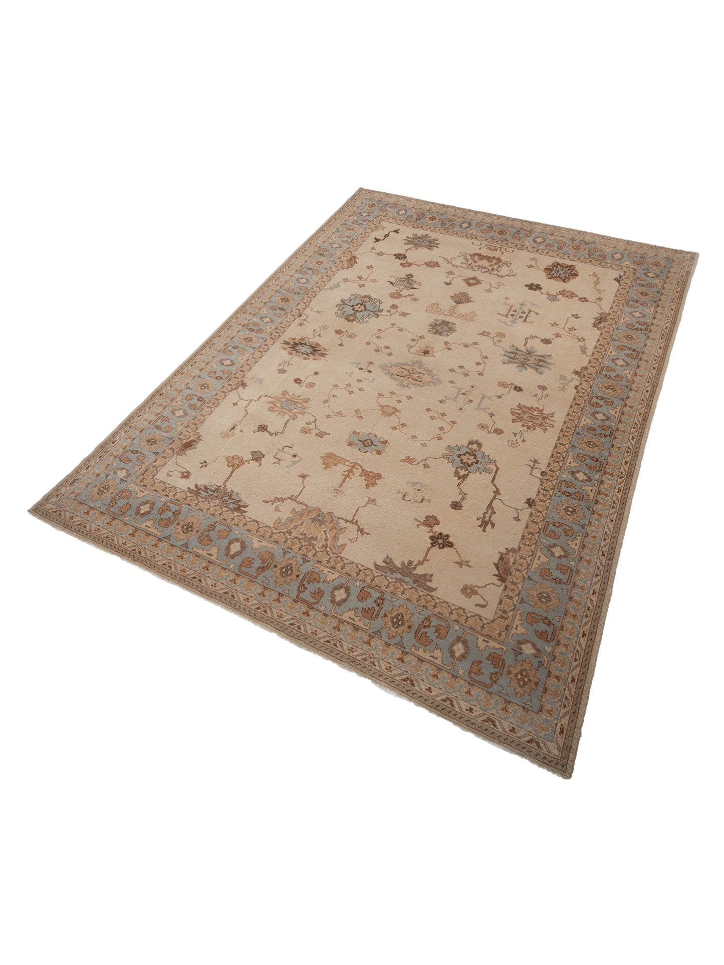 Anadol Oushak Arzu Ivory Blue 11x15 Hand Knotted Rug
