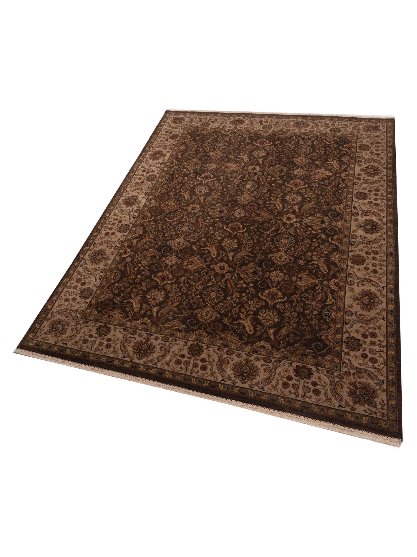 Crown 90647 Green Ivory 9x12.3 Hand Knotted Rug