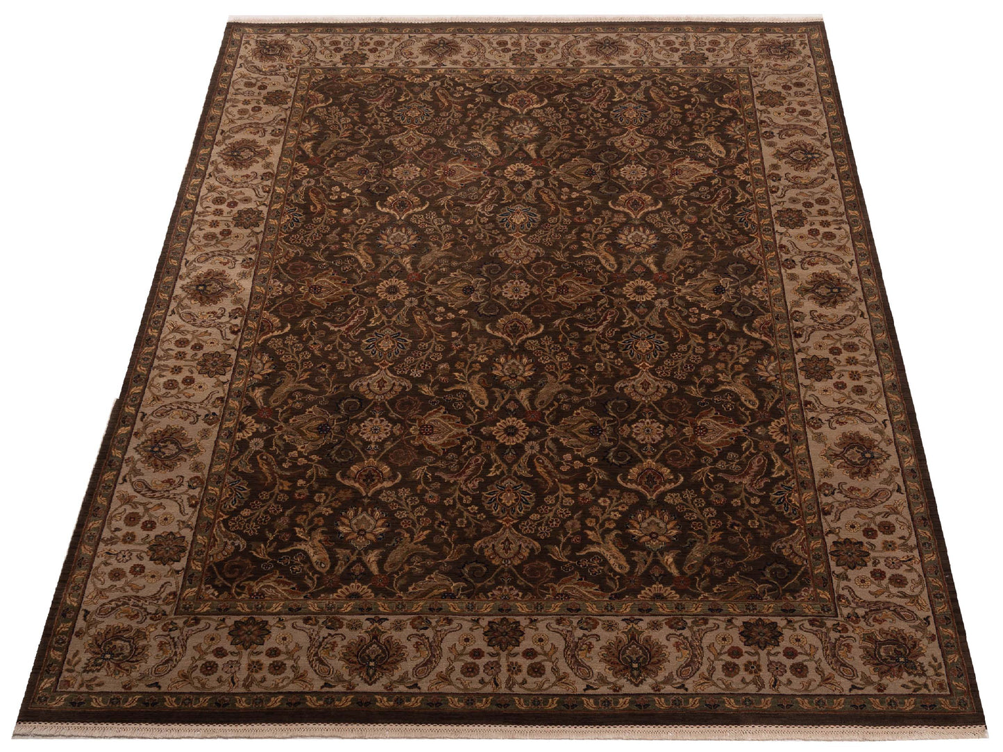 Crown 90647 Green Ivory 9x12.3 Hand Knotted Rug