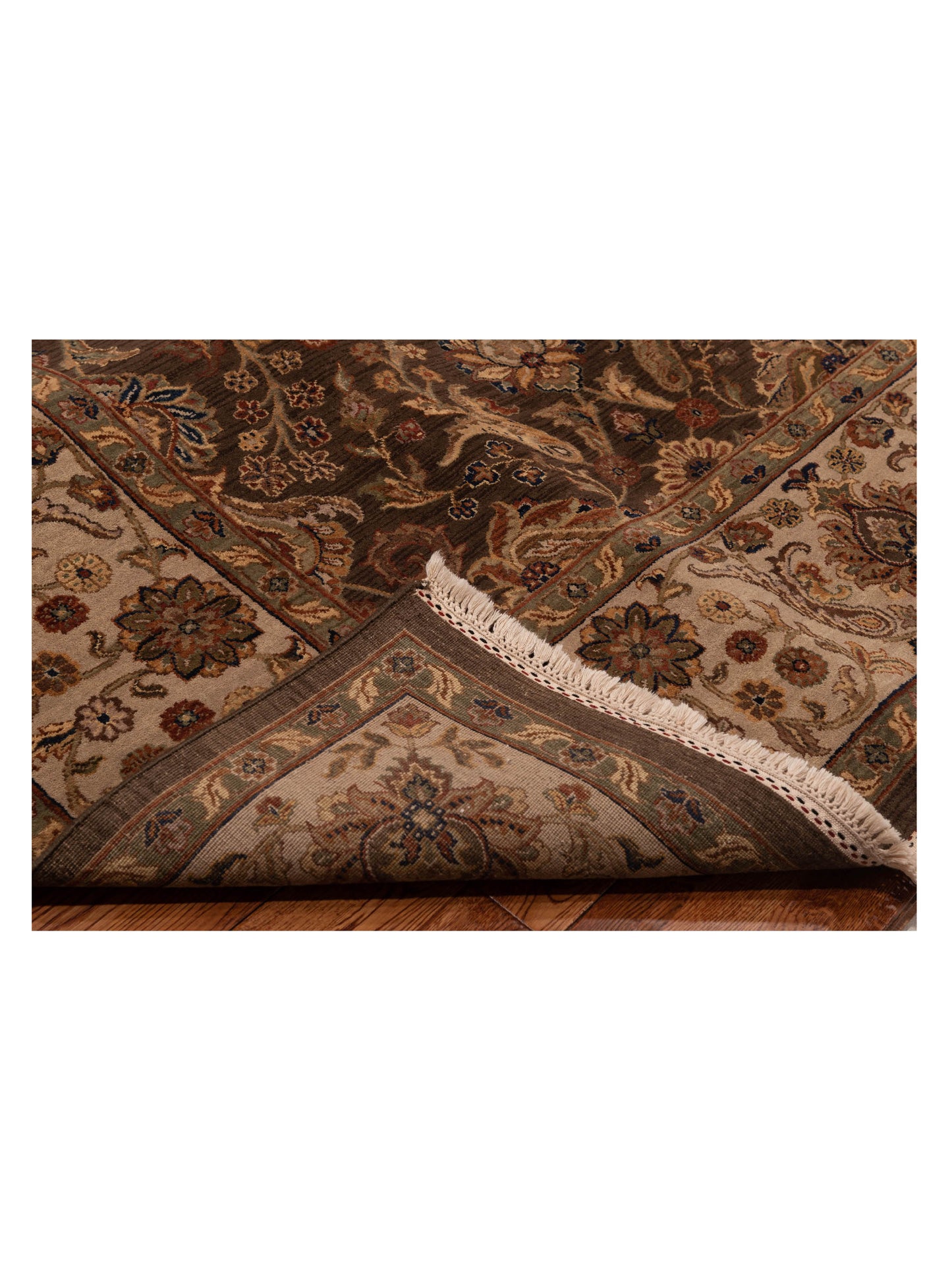 Crown 90647 Green Ivory 9x12.3 Hand Knotted Rug